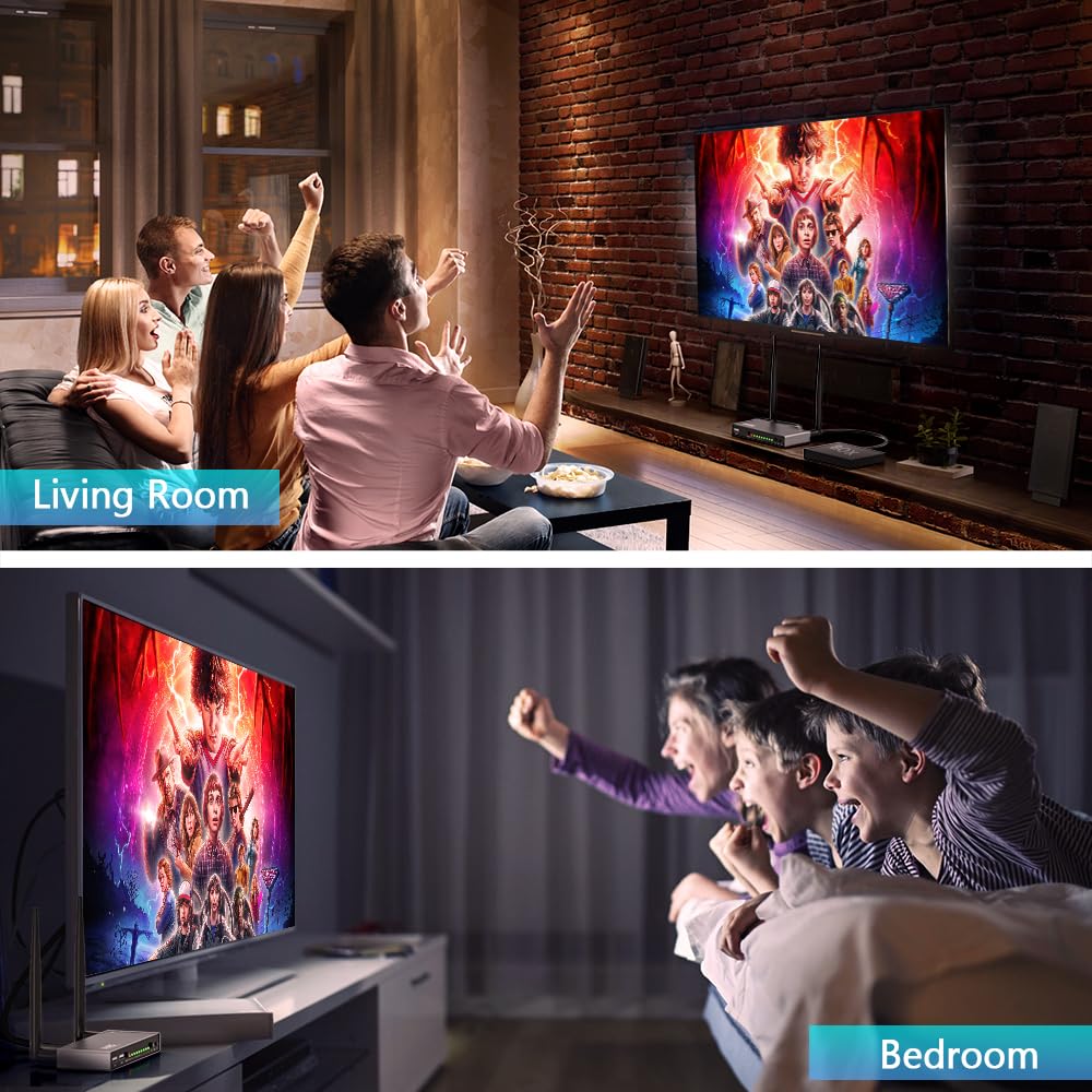 TIMBOOTECH Wireless HDMI Transmitter and Receiver 820FT - 1080P HD Video & Audio Extender for Live Streaming, Supports 8 Receivers with KVM, IR Remote & HDMI Loop Out - Perfect for Home Theater, Gaming, Presentations on TV/Projector/Monitor