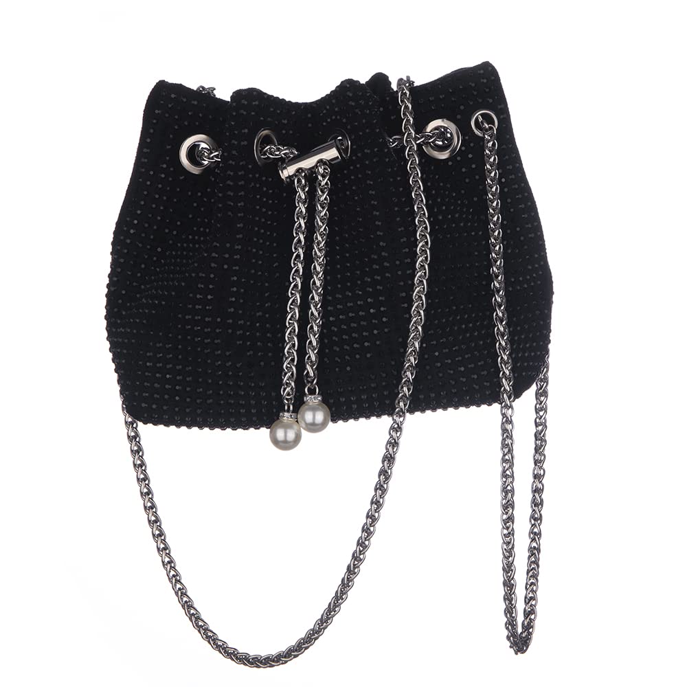 Octwine Rhinestone Bucket Purse - Elegant Pearl Embellished Crossbody Bag for Women & Girls | Perfect for Weddings, Proms & Evening Parties