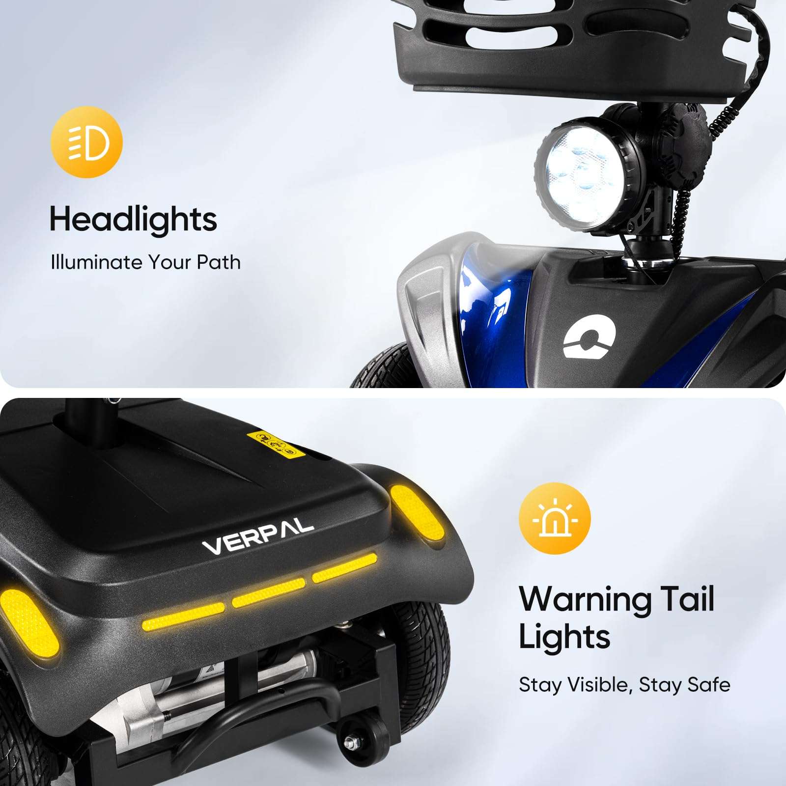 4-Wheel Mobility Scooter for Adults & Seniors - Long Range Electric Scooter with Smart Safety Features, 360° Rotating Seat & LED Headlights - All-Terrain & Travel-Friendly Design with Cup Holder, Rearview Mirrors & Dual Storage Baskets - Ideal for Shopping, Park Visits & Outdoor Adventures