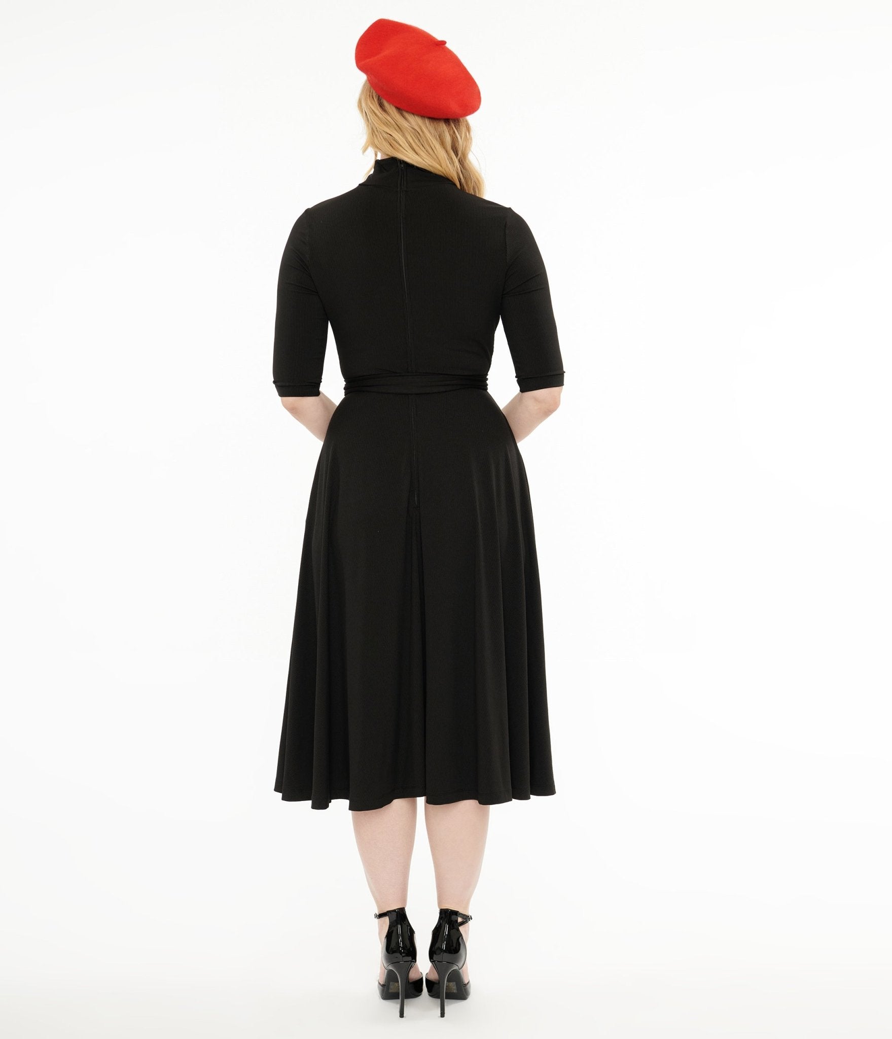 Vintage 1950s Black Turtleneck Midi Dress - Retro Swing Dress for Women | Perfect for Cocktail Parties, Date Nights & Holiday Events