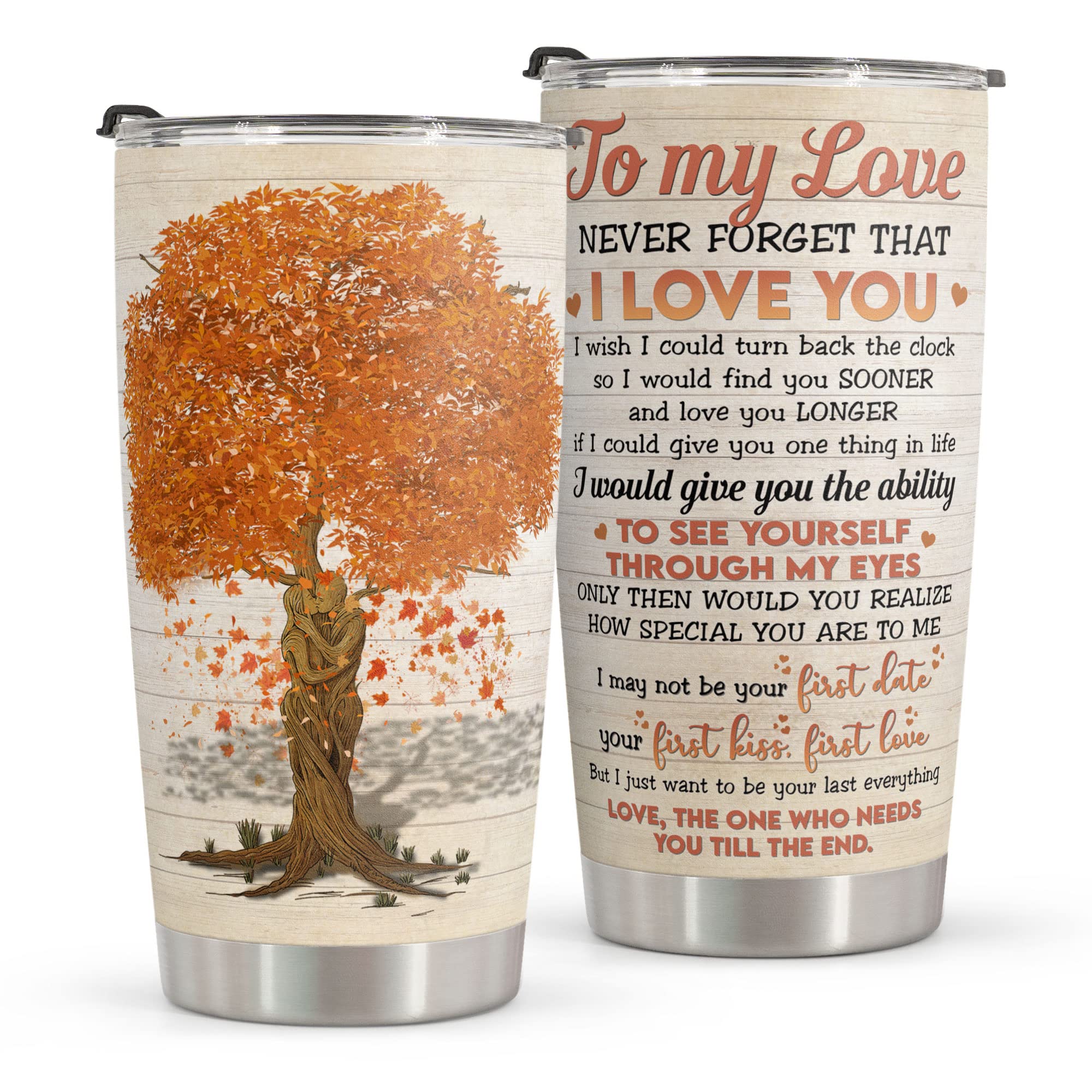 Stainless Steel Love Tree Tumbler 20oz - Romantic Gift for Her/Him, Wife, Husband - Birthday, Christmas, Valentine's Day Present - Perfect for Coffee, Tea & Daily Use at Home, Office or Travel