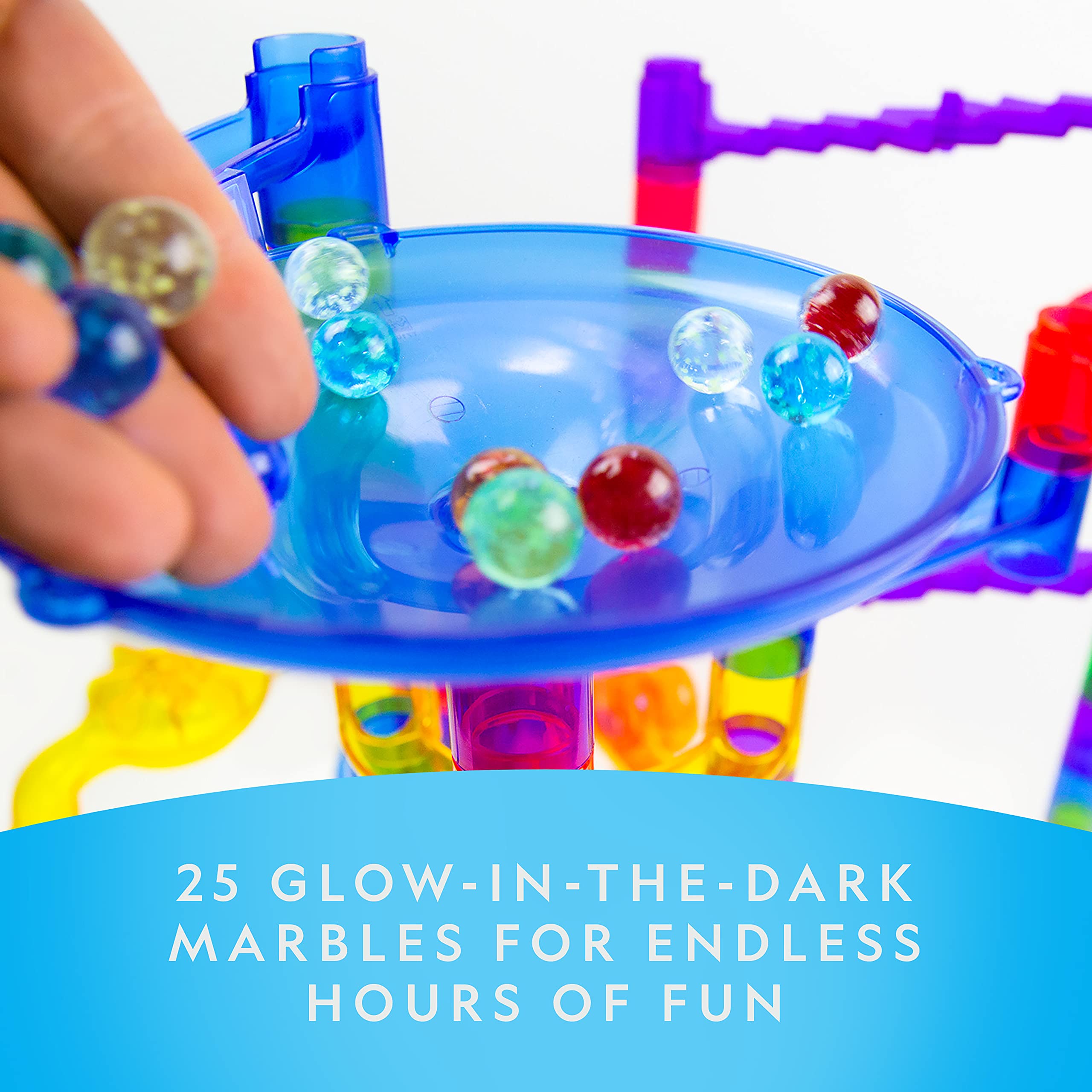 NATIONAL GEOGRAPHIC Glow in The Dark Marbles Refill Pack - 25 Glowing Glass Marbles with Storage Pouch & UV Light | STEM Educational Toys for Kids | Perfect for Marble Runs, Building Sets & Science Experiments | Fun for Night Play & Learning Activities