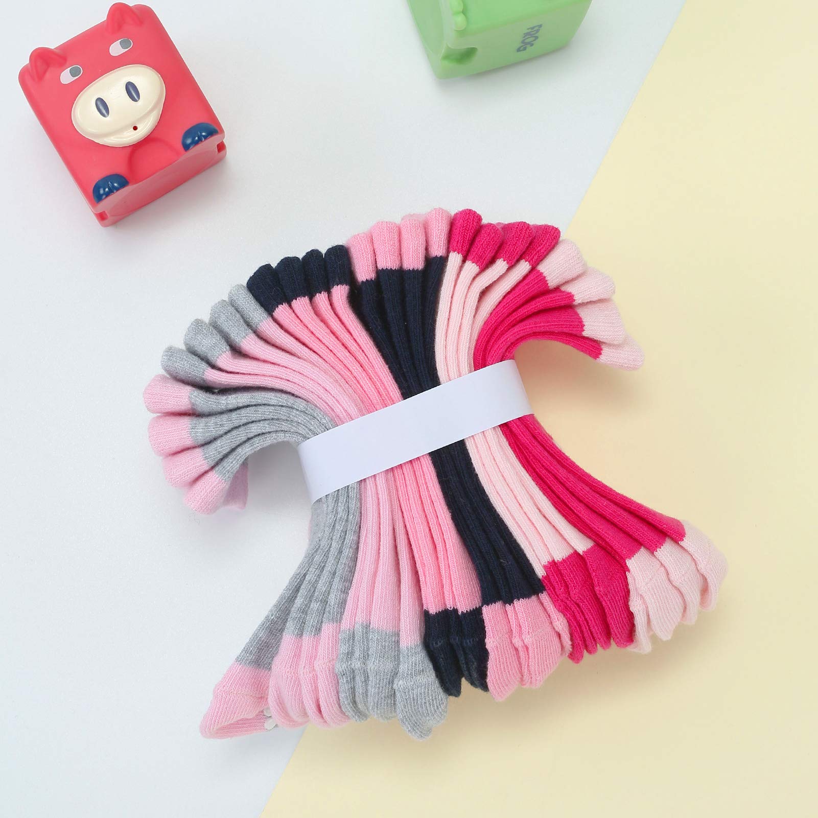 12 Pack Non-Slip Baby Socks for Boys & Girls - Soft Cotton Ankle Socks for Toddlers & Infants - Perfect for Playtime, Daycare and First Steps