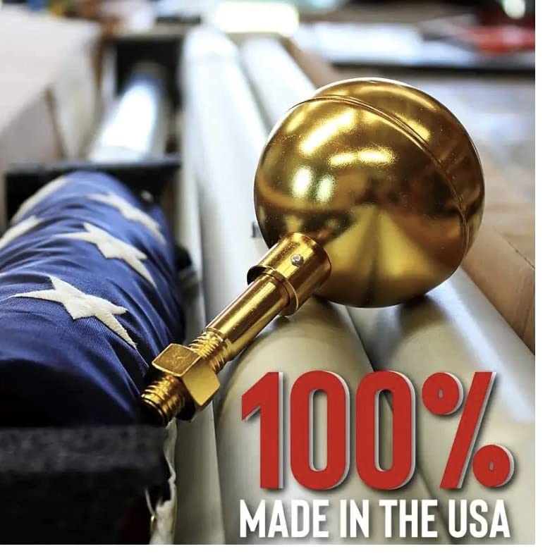 30 FT Heavy Duty Commercial Grade In-Ground Flagpole with Tapered Sections - Includes 5x8 US Nylon American Flag & Deluxe Liberty Ball - Made in USA for Business, Government & Residential Use - Perfect for Patriotic Displays, Corporate Campuses & Home Decor - Holds Two Flags