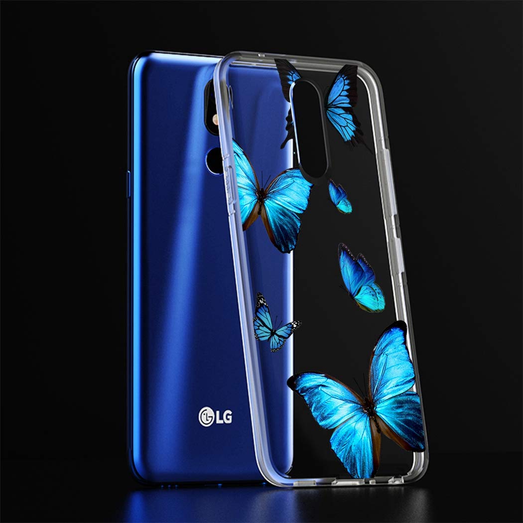 **Cute Soft TPU Shockproof Protective Phone Case for LG K40/K12 Plus/X4 2019/Solo LTE/Harmony 3/Xpression Plus 2 - Blue Butterfly Design, Slim Clear Cover for Women & Girls - Perfect for Everyday Use, Work, and Travel**