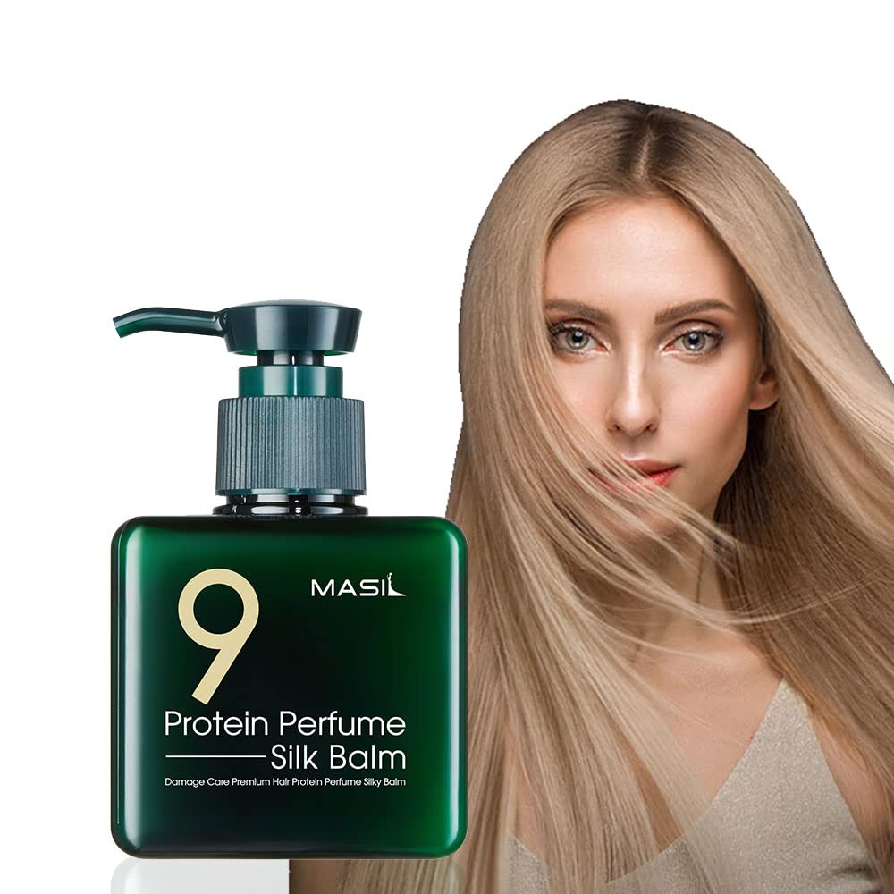Masil 9 Conditioning Silk Protein Hair Balm - Hydrating & Smoothing Moisture Essence for Dry, Damaged Hair | Sulfate, Paraben & Silicone-Free | Anti-Frizz Treatment | 6.08 fl oz | Perfect for Daily Hair Care & Salon-Quality Results at Home