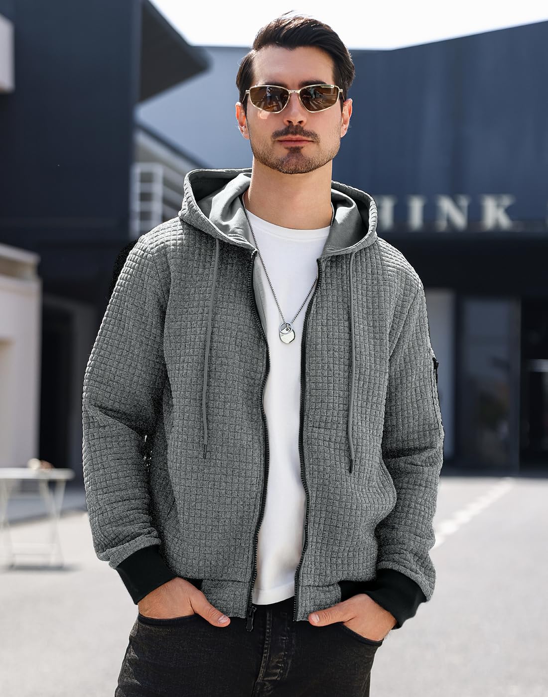 Men's Lightweight Zip-Up Hoodie - Full-Zip Loose Fit Sweatshirt with Hood for Casual Wear, Gym & Outdoor Activities