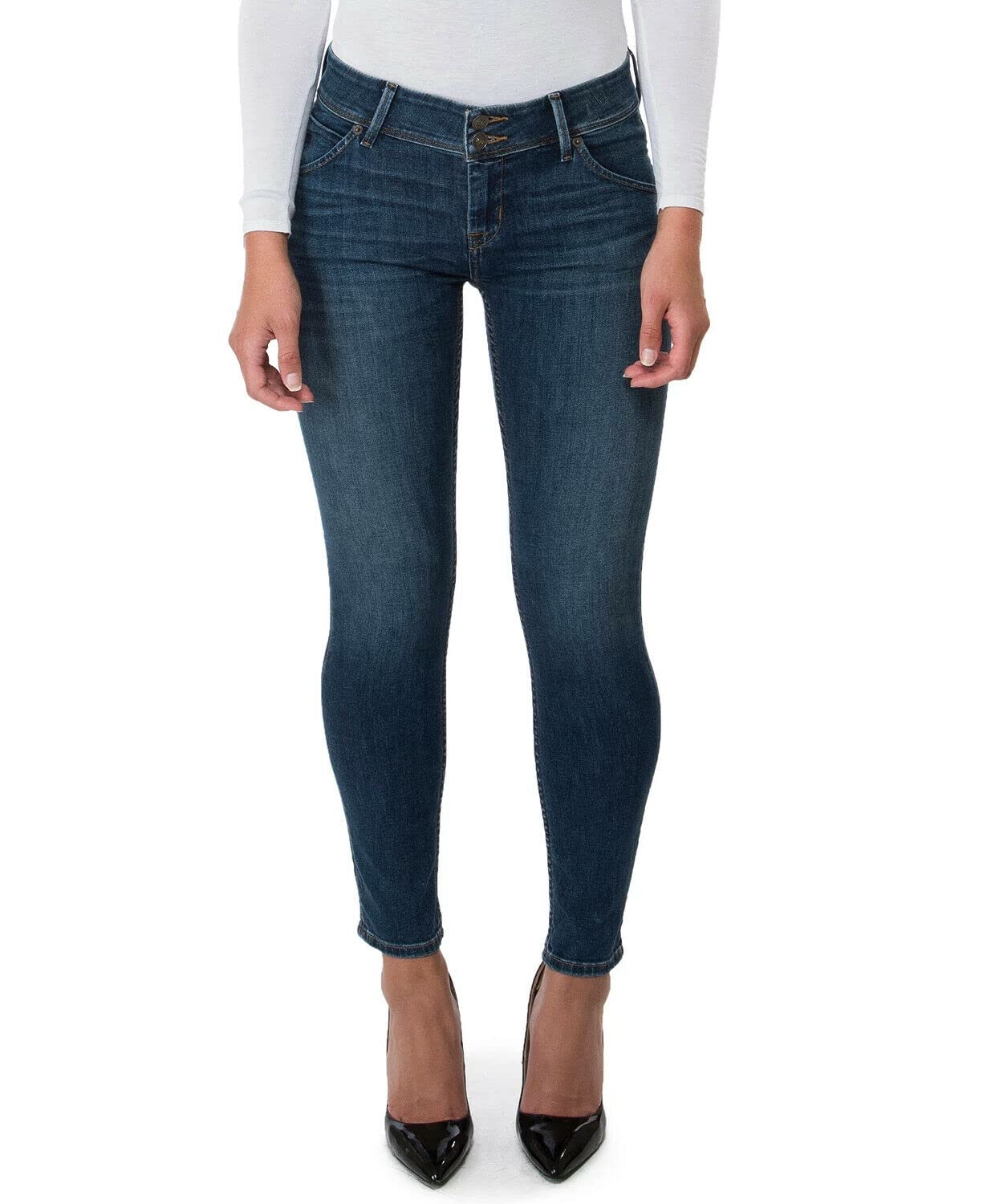 HUDSON Women’s Collin Skinny Ankle Jeans - High Waist Stretch Denim Pants in Bastille Blue Size 24 | Perfect for Casual Wear, Office & Night Out