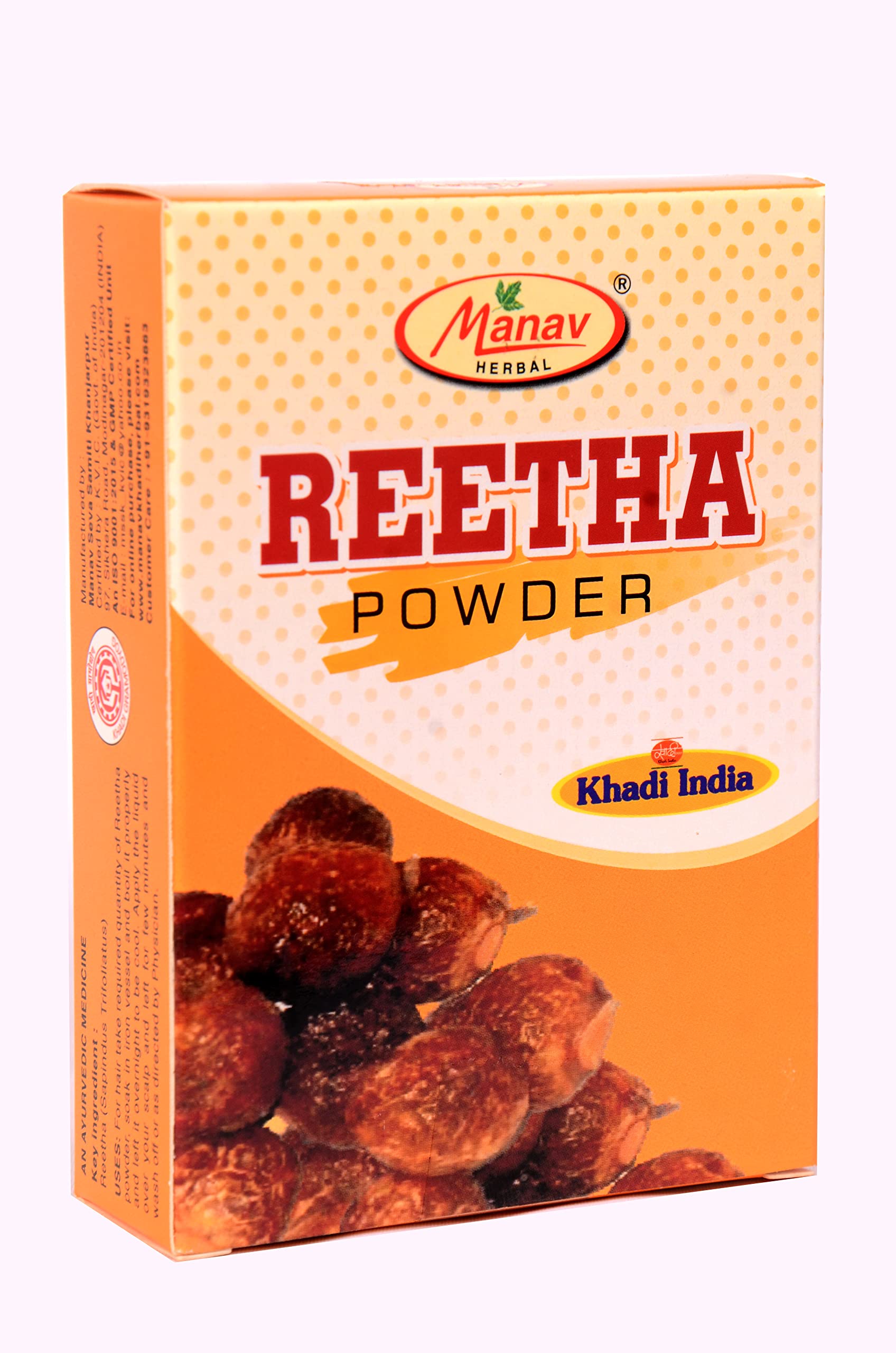 Shri Manav Herbal Reetha Powder - 100% Natural Hair Cleanser for Damaged & Weak Hair | Scalp Rejuvenation Treatment | Promotes Hair Growth & Refreshes Scalp | 100g | Perfect for Daily Hair Care & Ayurvedic Hair Wash Routine