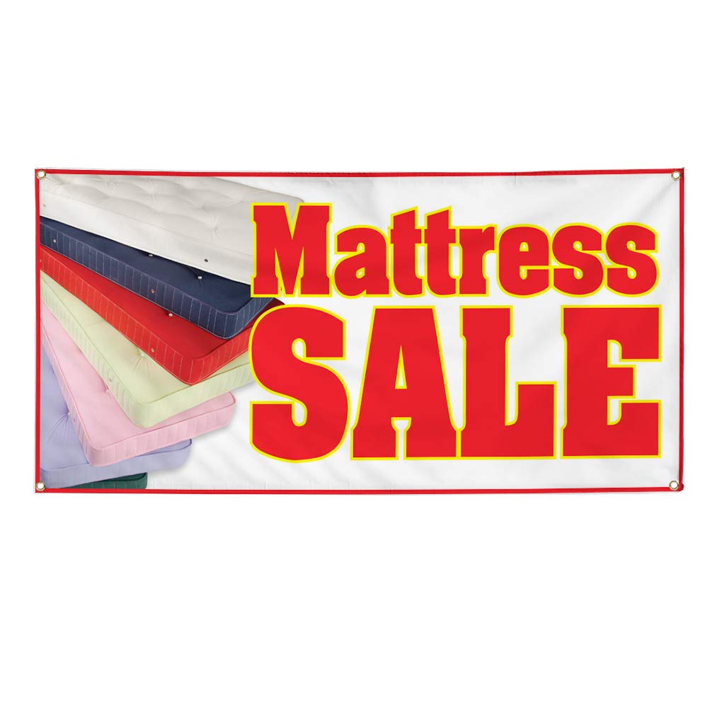 Vinyl Banner - 24x48 Inches with 4 Grommets | Weatherproof Mattress Sale Sign for Business, Outdoor & Industrial Use | Durable Yard Sign in Multiple Sizes (White) - Perfect for Storefronts, Trade Shows & Promotional Events