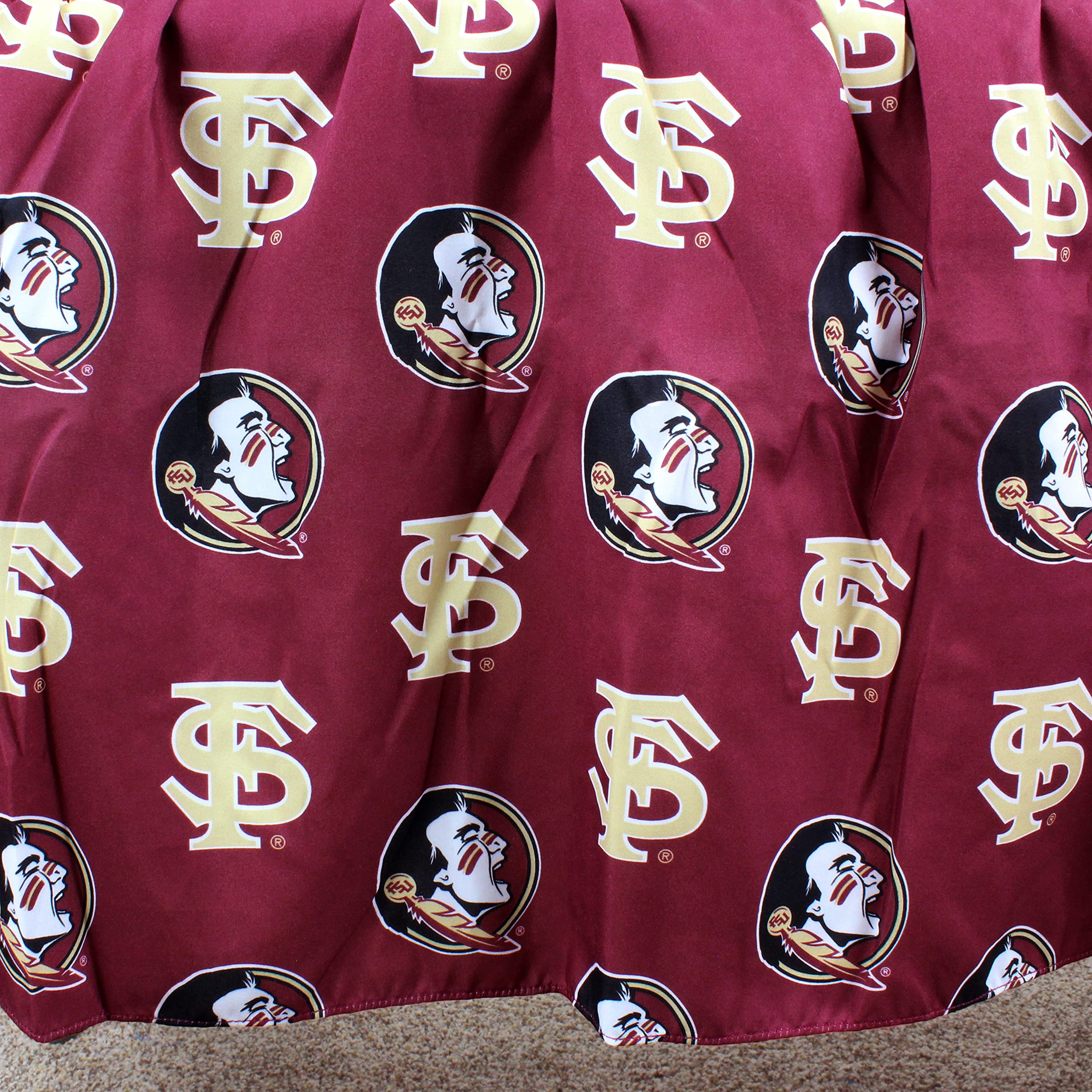 Florida State Seminoles Twin Size Dust Ruffle Bed Skirt - Soft College Dorm Bedding Accessory for Comfortable & Stylish Room Decor | Perfect for Dorm Rooms, Guest Beds & Home Decor