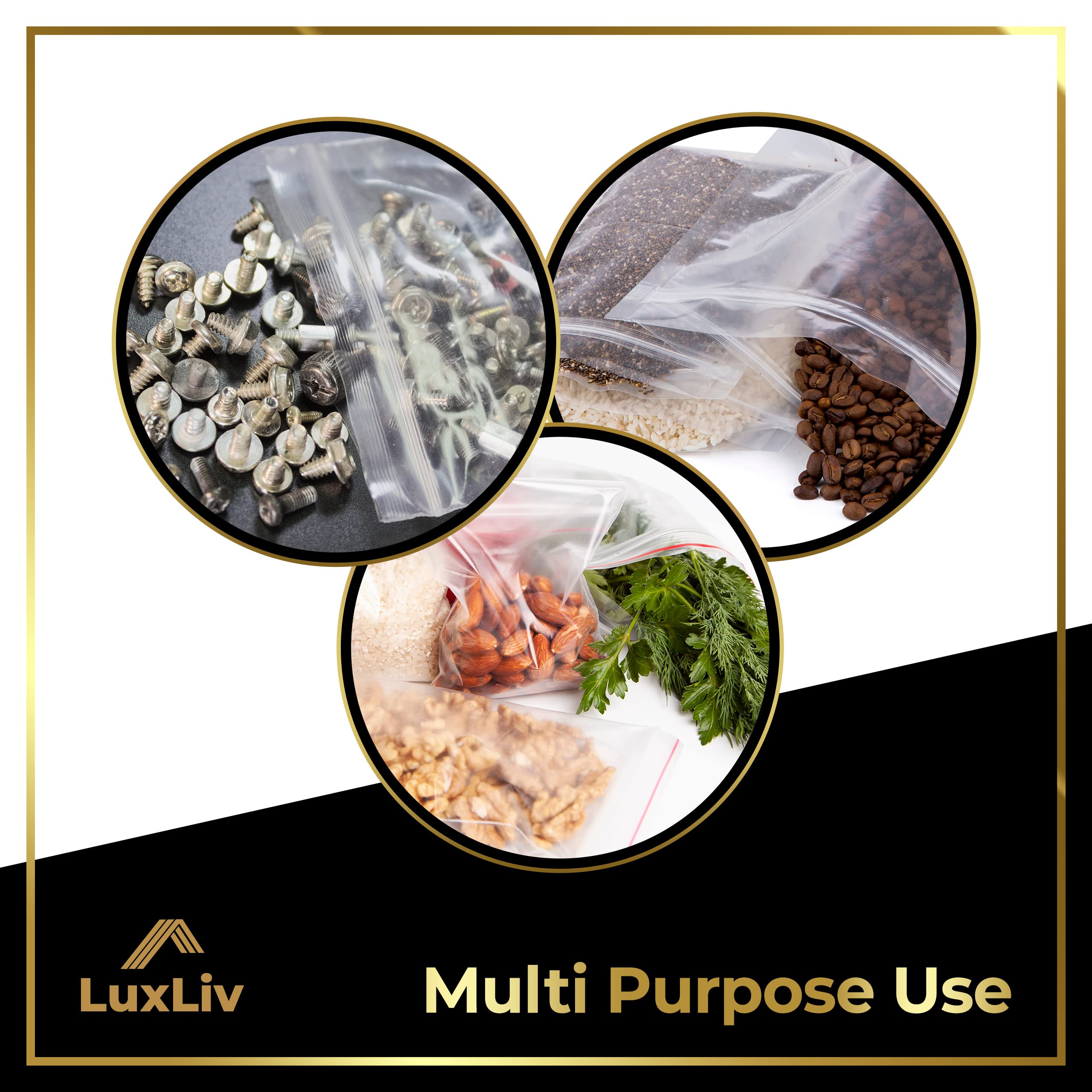 100-Pack LuxLiv® Premium Reusable Plastic Sandwich & Snack Bags - 7x8 Inch BPA-Free Freezer-Safe Food Storage Bags for Lunch, Meal Prep & Organization - Heavy Duty Ziplock Bags for Home, Office & Travel Use