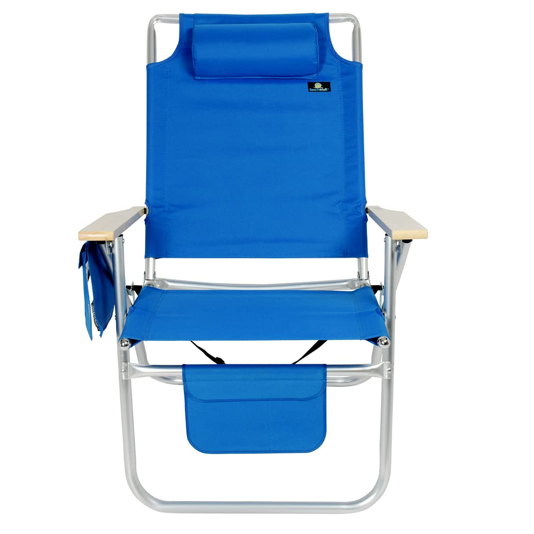 17 Inch Tall Beach Chair for Adults - 4 Reclining Positions & Elevated Design - Perfect for Beach, Poolside, Camping & Outdoor Relaxation