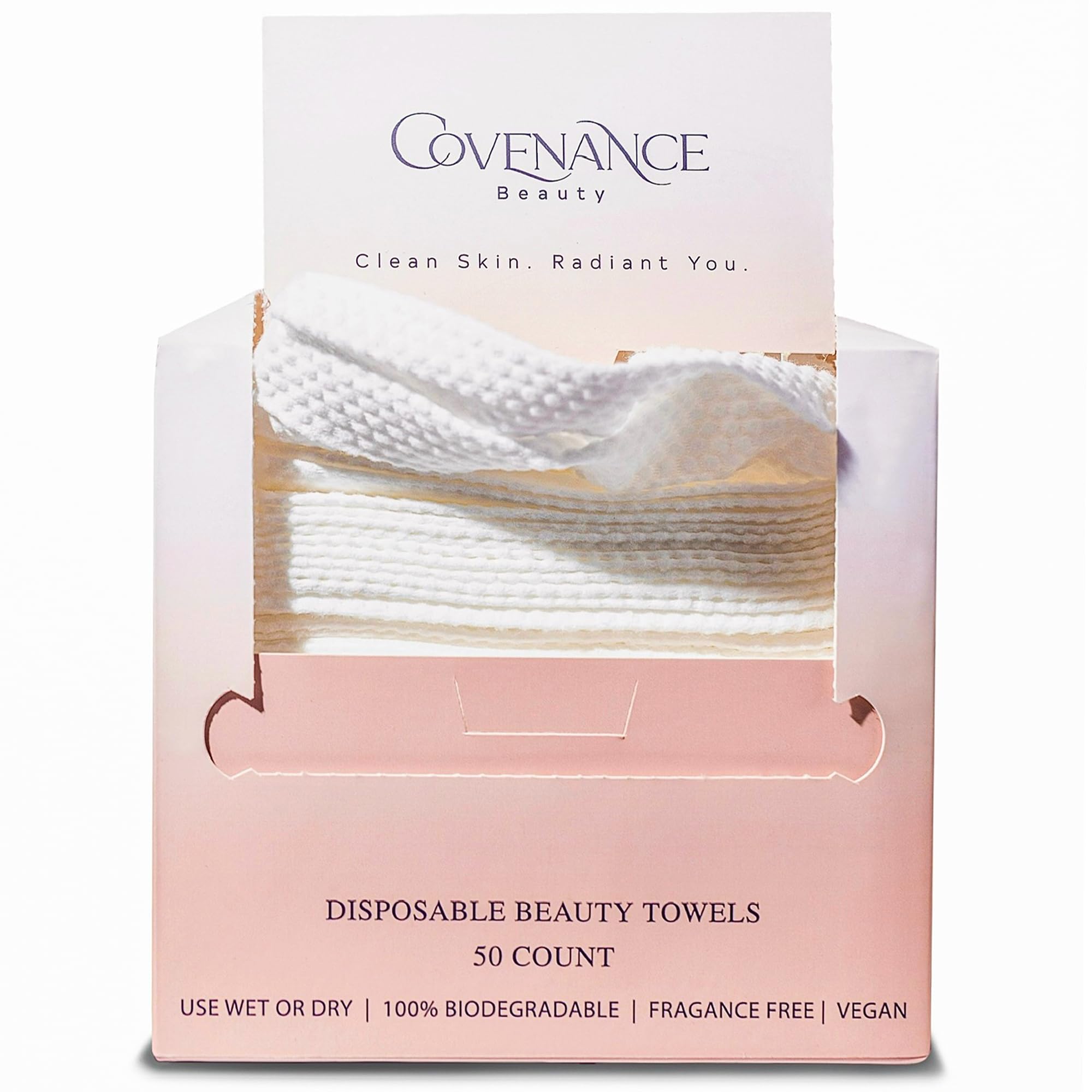 Covenance Beauty Ultra Soft Disposable Facial Towels - Double-Sided Makeup Remover & Gentle Exfoliating Towels for Daily Skincare, Travel & Spa Use