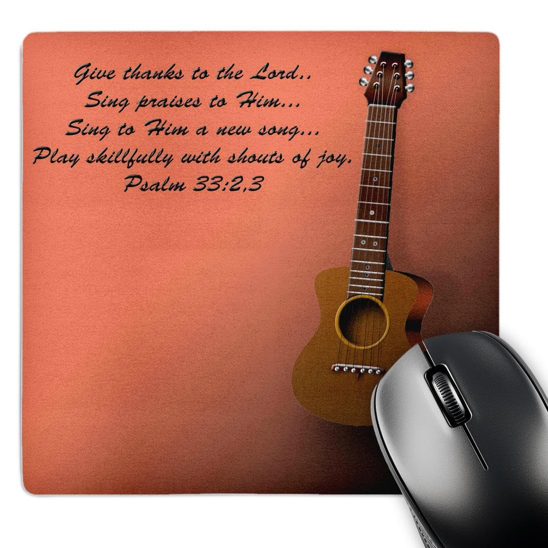 3D Rose Guitar Mouse Pad with Bible Verse - 8x8 Inch for Office & Gaming