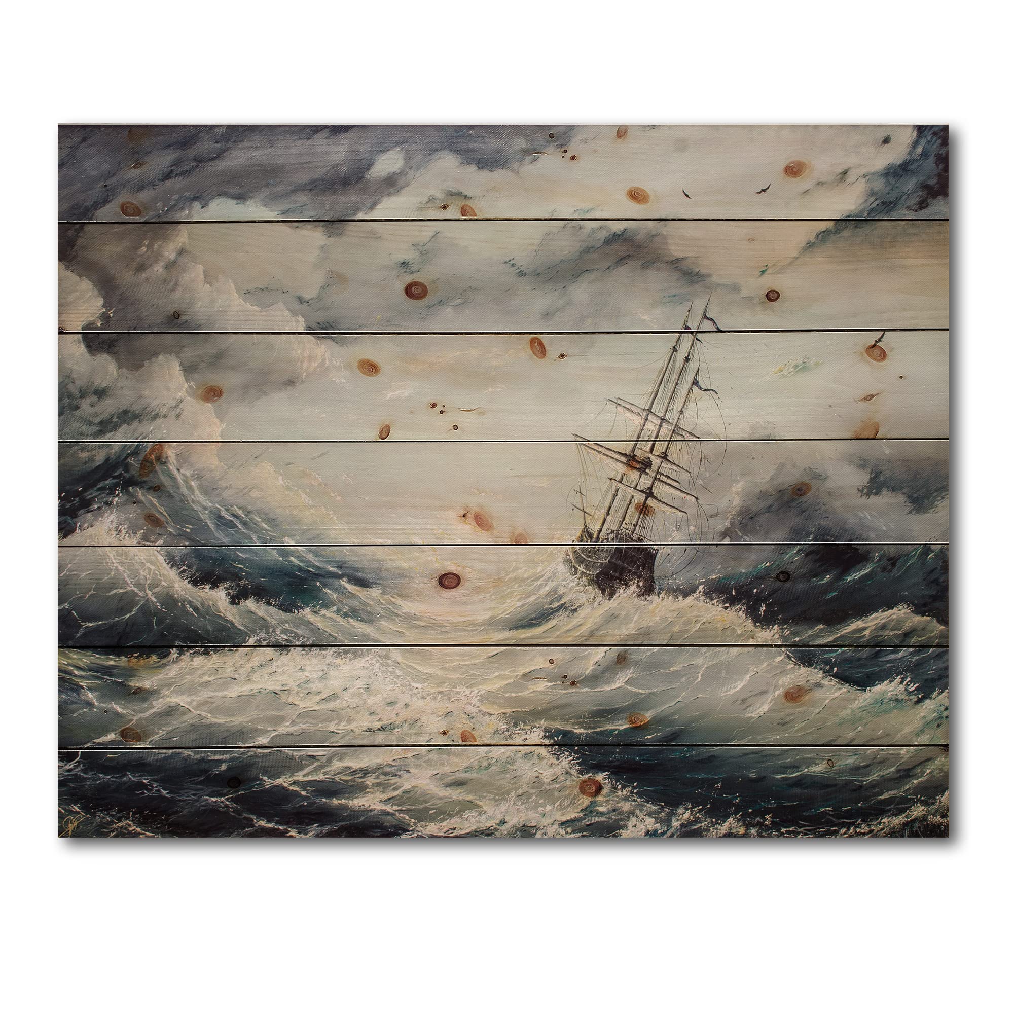 Struggle With The Elements Nautical Coastal Wood Wall Decor - White Beach Wood Wall Art - Large Pine Wood Wall Panels for Living Room, Bedroom & Coastal Home Decor