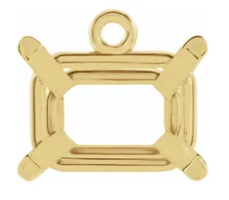Affordable 6x4mm & 10x8mm Emerald Cut Gold/Platinum Dangle Pendant Setting - Handcrafted in USA - Perfect for Earrings, Necklaces & Jewelry Making