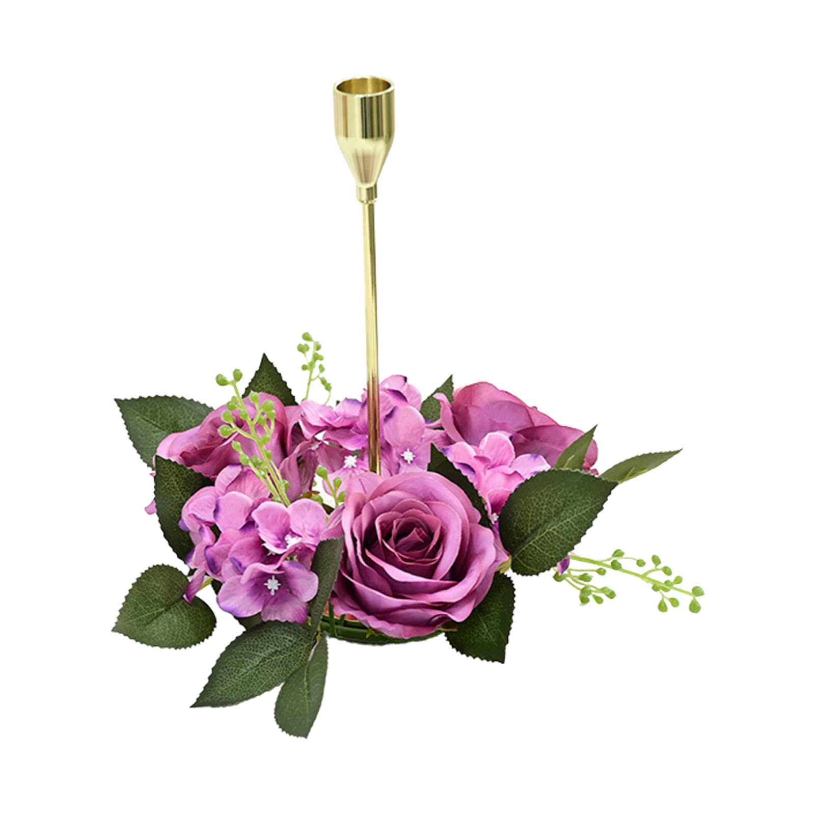6PCS Artificial Rose Candle Ring Wreath Set - Purple Floral Candle Holders for Wedding, Party, Spring Decor - Perfect for Table Centerpieces, Bridal Showers & Home Decoration