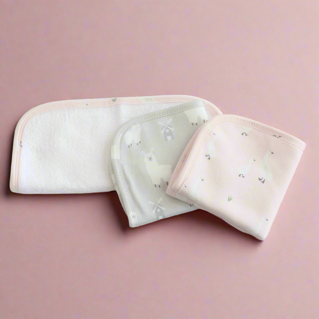 Premium 3-Pack Soft Wash Cloths - Blush & Grey for Bath, Spa, and Gentle Skin Care