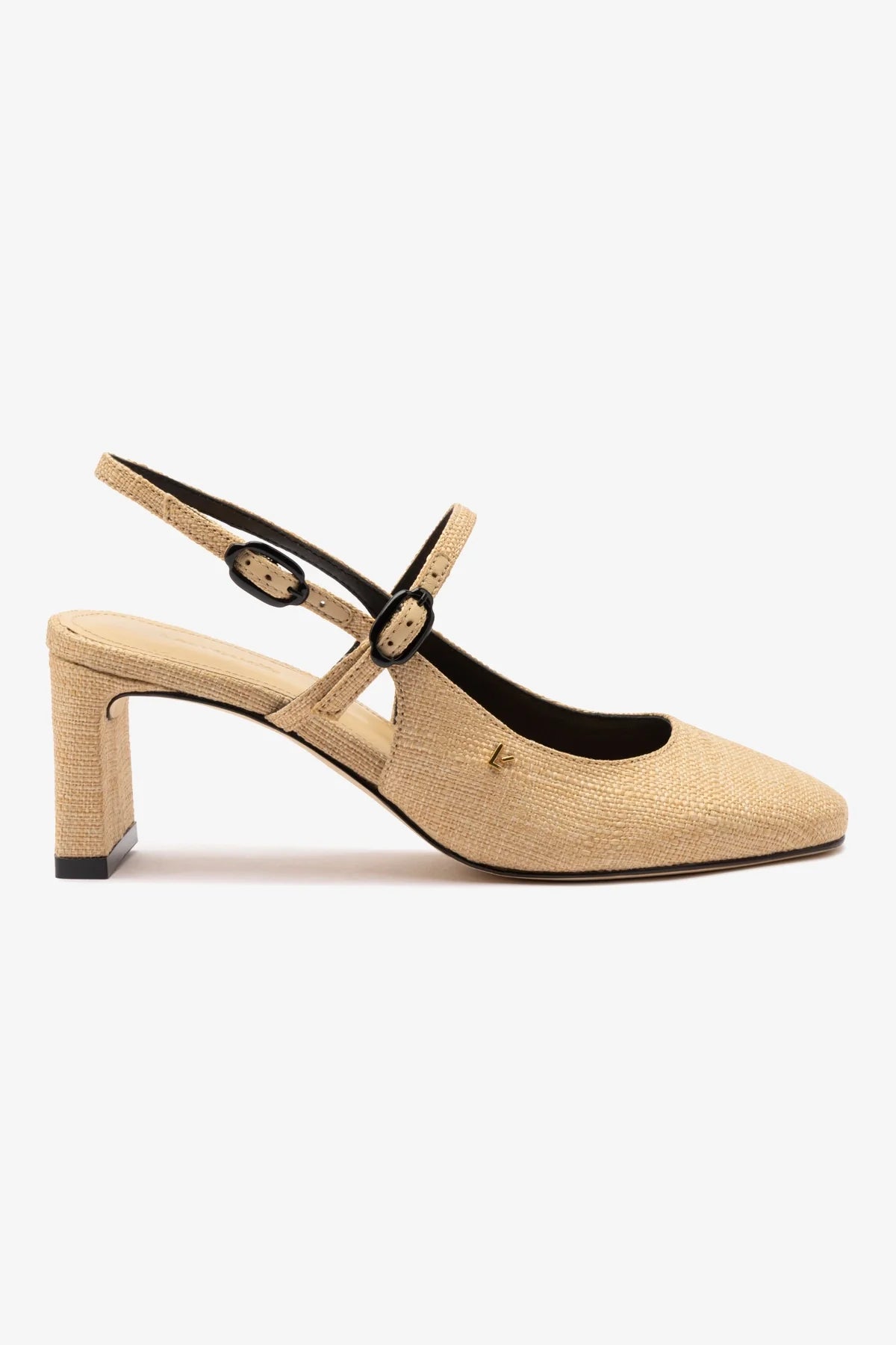 Georgina Women's Beige Raffia Pump with Black Trimming - Comfortable Heels for Weddings, Parties & Office Wear