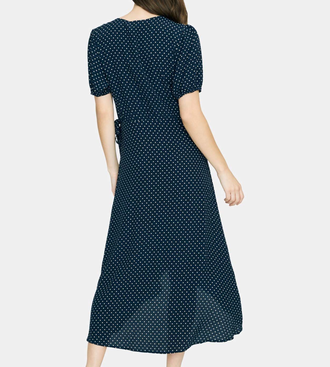 Sanctuary Women's Navy Polka Dot Surplice Wrap Dress Size 6 | Flowy Casual & Office Wear for Spring & Summer