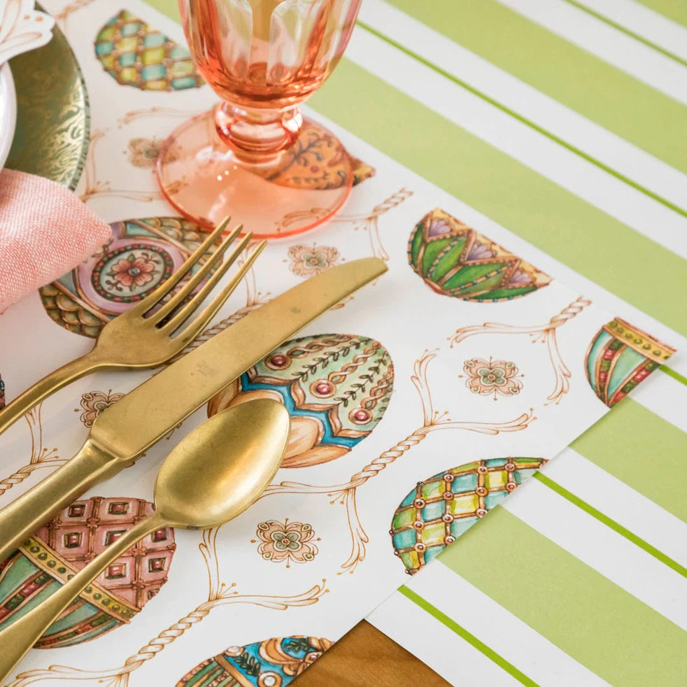 Hester & Cook Green Awning Stripe Table Runner - Classic Cotton Striped Dining Table Decor for Farmhouse, Kitchen, and Outdoor Entertaining