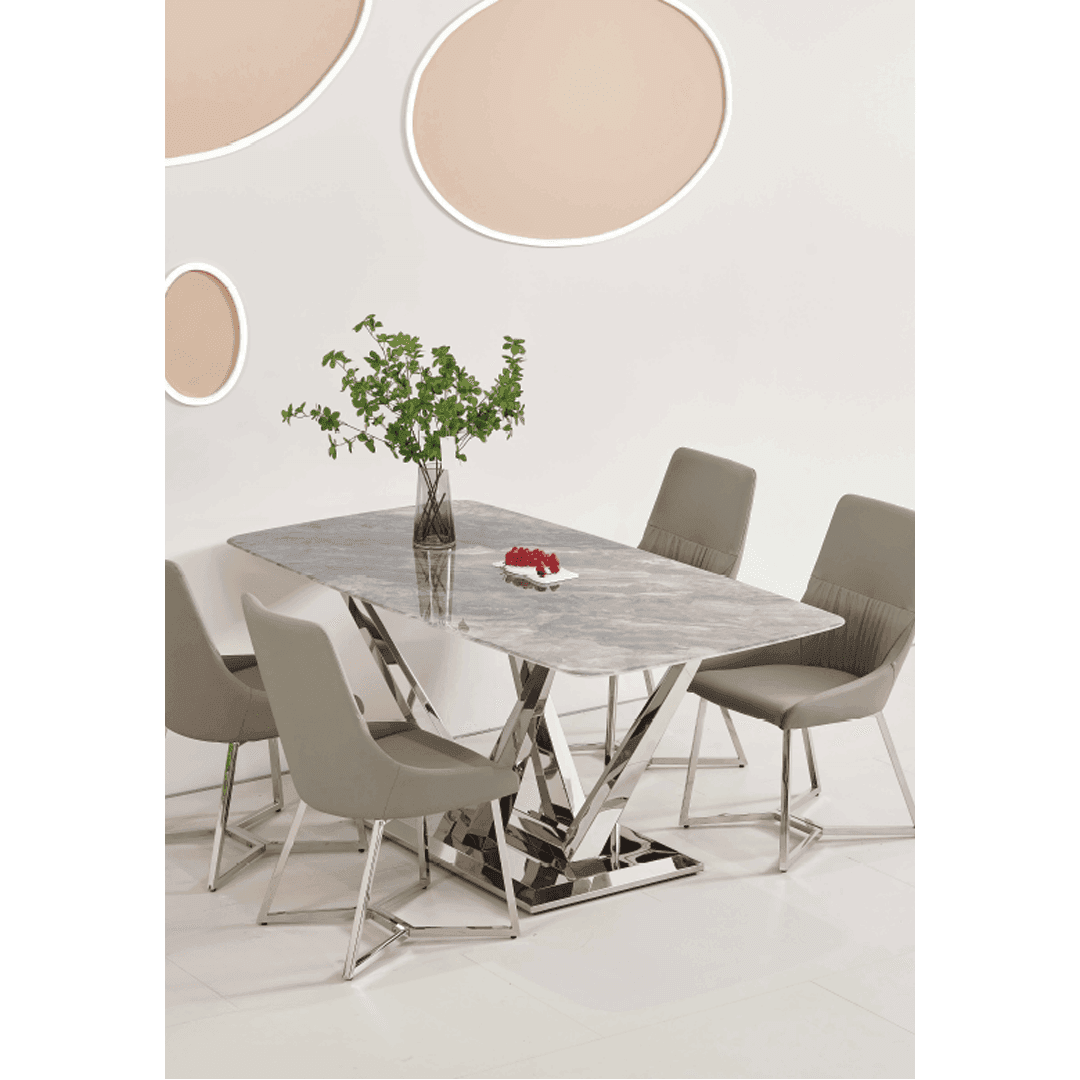 Premium Irving Glossy Sintered Stone Dining Table - Modern & Durable for Kitchen, Dining Room, Restaurant & Outdoor Patio Use