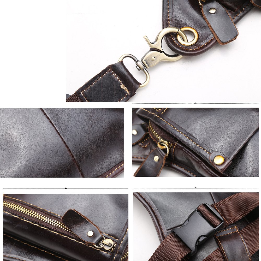 Men's Leather Motorcycle Waist Pack & Thigh Bag - Adjustable Leg Bag for Bike Riding, Cycling, Hiking & Travel - Durable Messenger Shoulder Bag (Brown) - Perfect for Outdoor Adventures & Motorcycle Enthusiasts