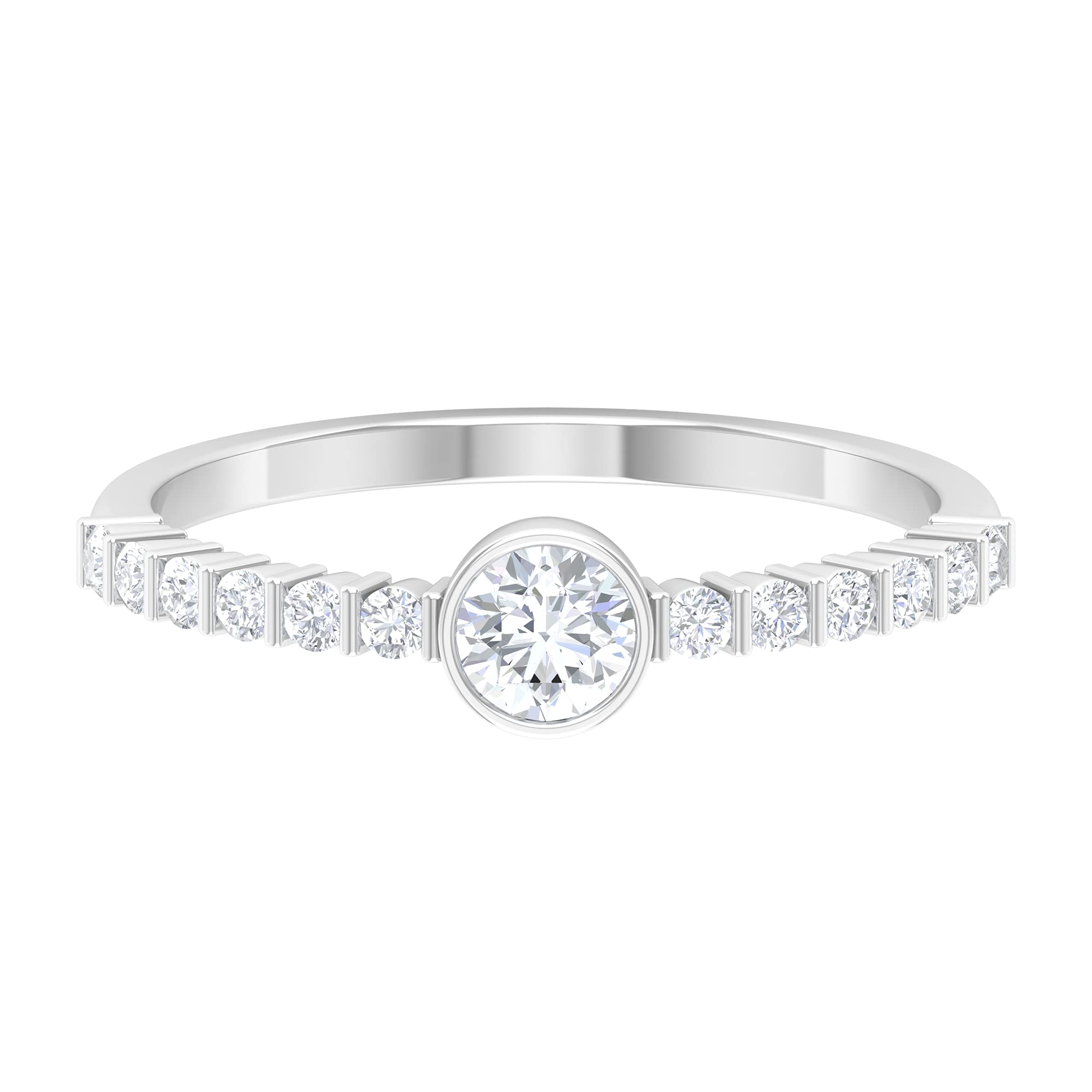 3/4 CT Certified Diamond Solitaire Ring for Women - 14K Solid Gold Bezel Set with Side Stones, April Birthstone Engagement Ring | Perfect for Proposals, Anniversaries & Special Occasions