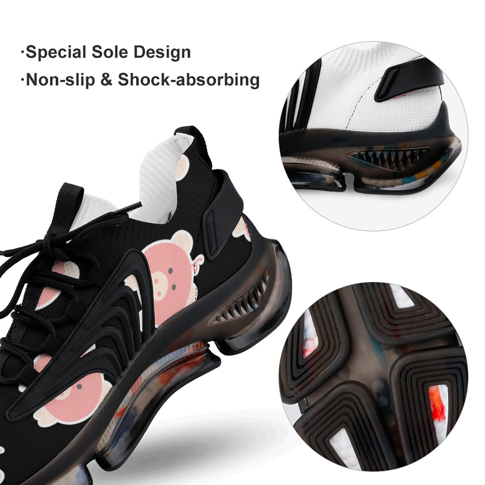 **Men's Lightweight Running Shoes - Cute Pig Design Fashion Sneakers for Gym, Hiking & Outdoor Sports | Comfortable Athletic Shoes for Jogging & Workouts**