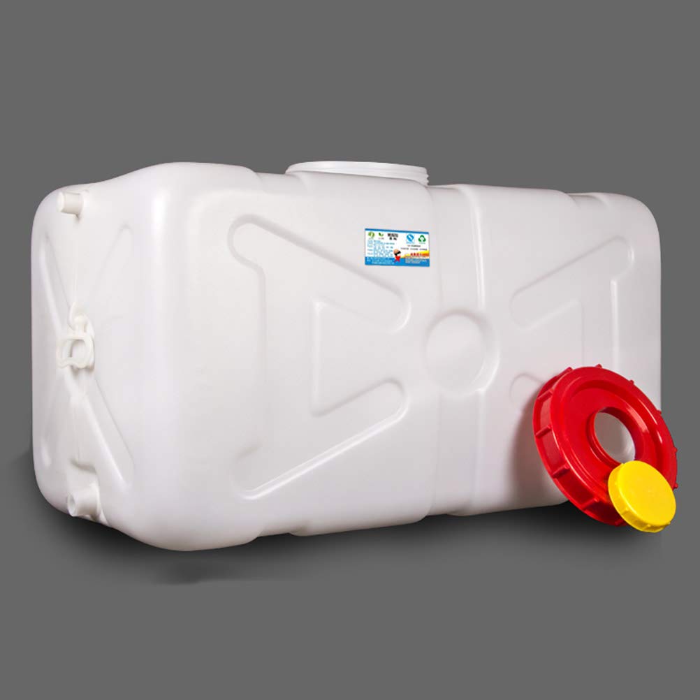 110L White Food Grade Plastic Water Storage Barrel with Spout Hose - Portable Camping Water Container, Survival Supply Tank for Hiking, Emergency Preparedness & Outdoor Adventures