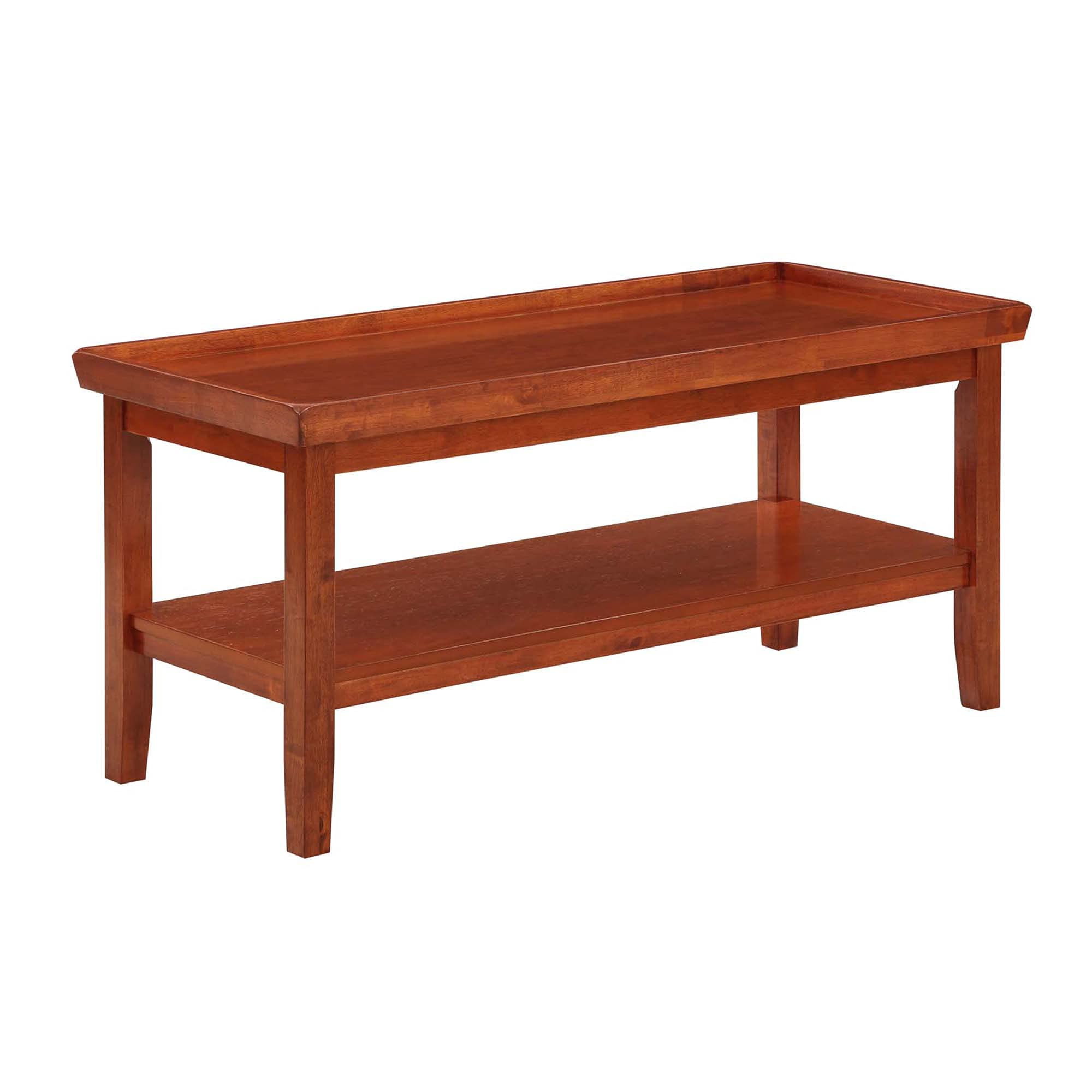 Convenience Concepts Ledgewood Coffee Table with Shelf - Cherry Finish Modern Side Table for Living Room, Bedroom & Office - Perfect for Books, Decor & Storage