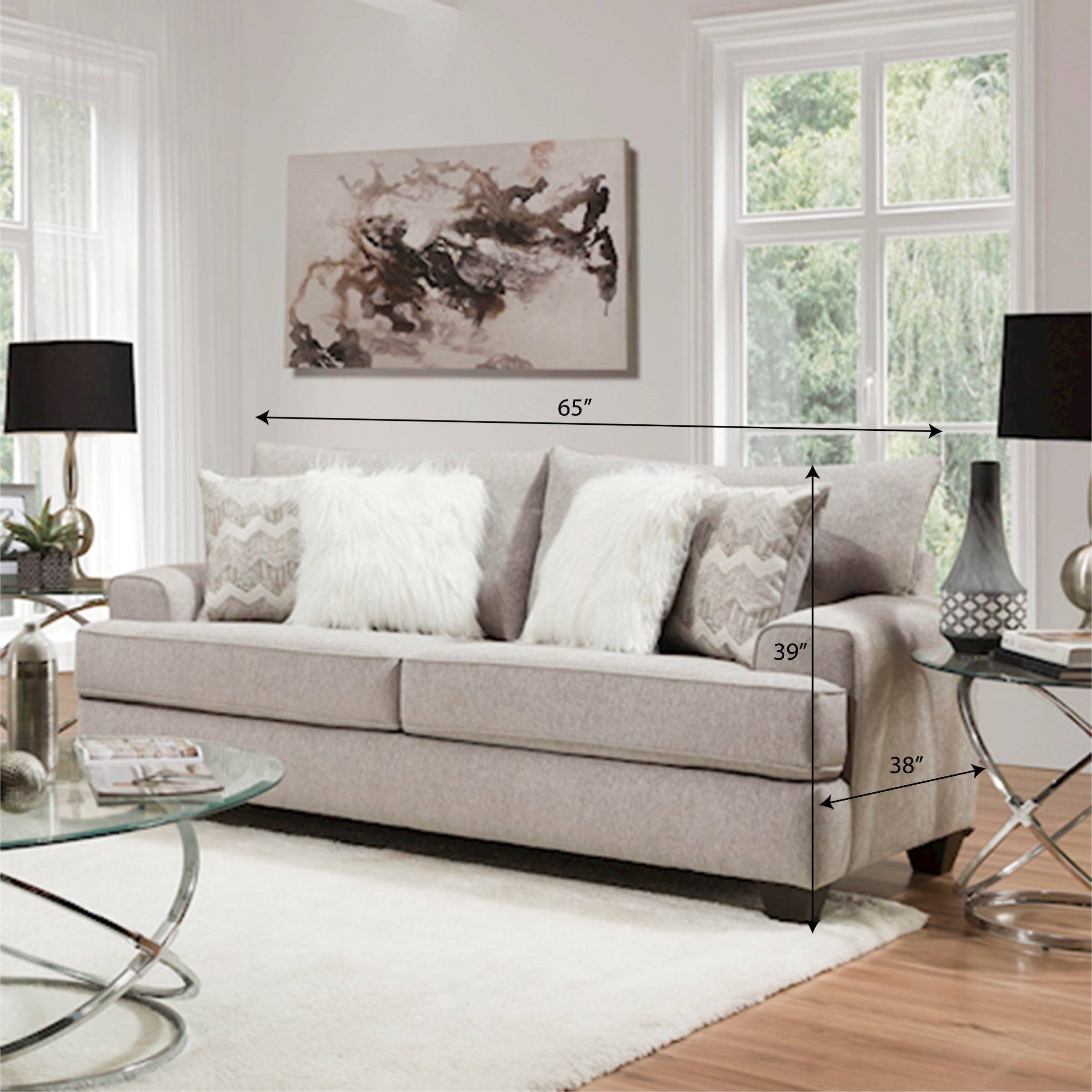 Eren Contemporary Fabric Pillow Back Loveseat in Dove Gray - Modern Small Sofa for Living Room, Apartment & Office - Perfect for Relaxing, Entertaining & Small Spaces