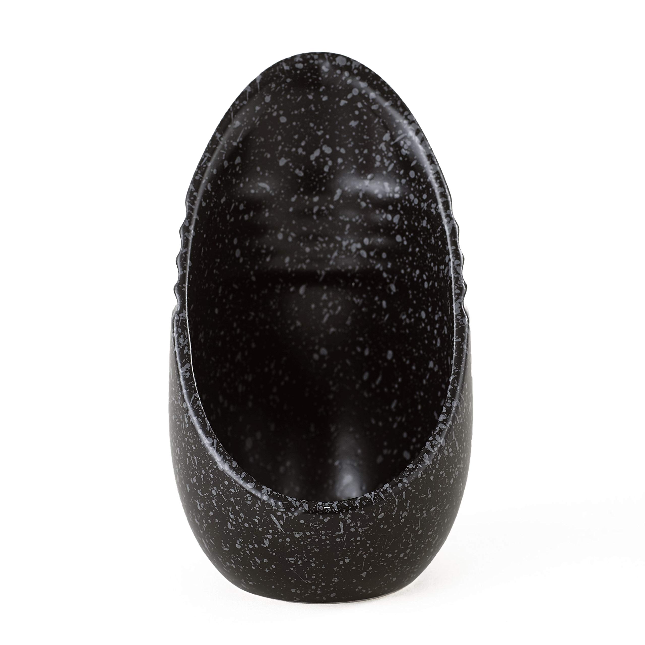 Speckled Earthenware Spoon Rest - Heat Resistant Kitchen Utensil Holder for Stove, Countertop & Dining Table - Black Ceramic Spoon Rest for Cooking, Serving & Home Decor
