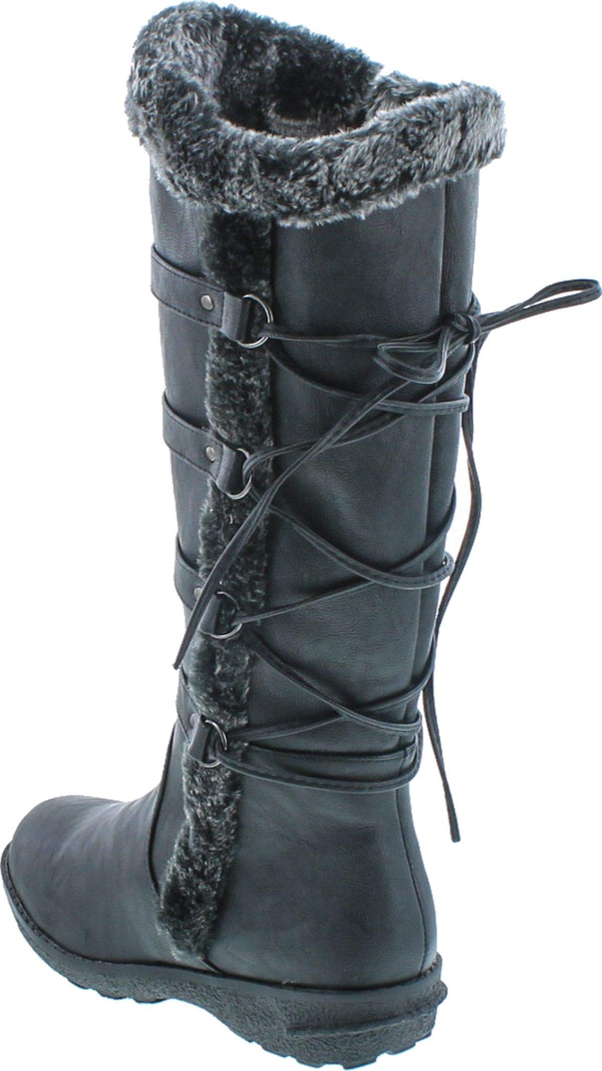 Forever Aura-42 Women's Lace-Up Knee High Boots - Winter Fashion Boots for Women - Perfect for Cold Weather, Snow, and Stylish Outfits
