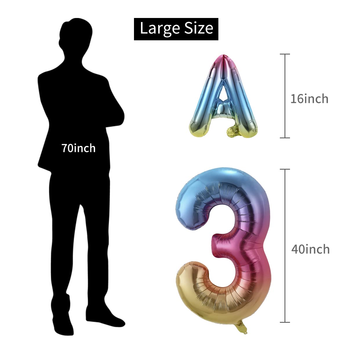 Happy Birthday 53 Banner Balloons - 40 Inch Rainbow Gradient Foil Number & Letters for Men & Women - 53rd Party Decorations Supplies - Perfect for Birthdays, Anniversaries & Celebrations