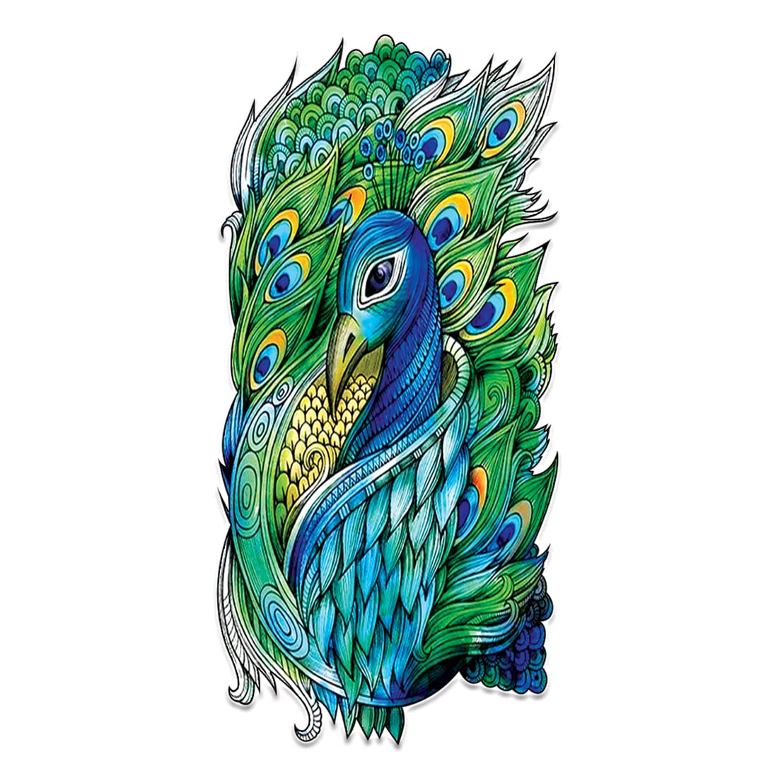 Waterproof Temporary Peacock Feather Tattoo for Kids & Adults - Perfect for Parties, Festivals, and Costume Events