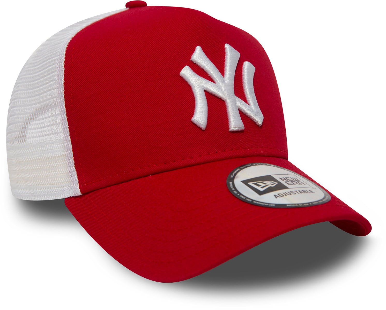 New York Yankees New Era Red Clean A Frame Trucker Cap - Adjustable Snapback Hat for Baseball Fans, Streetwear & Casual Outfits