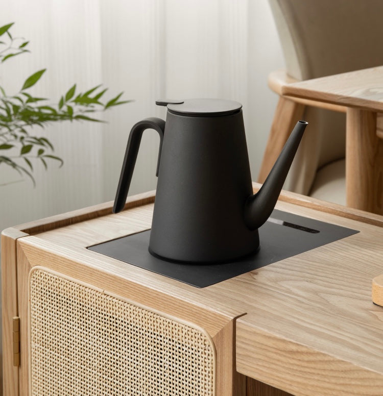 Solid Oak and Ash Wood Tea Maker Mobile Side Cabinet - Portable Side Table for Living Room, Bedroom, or Office