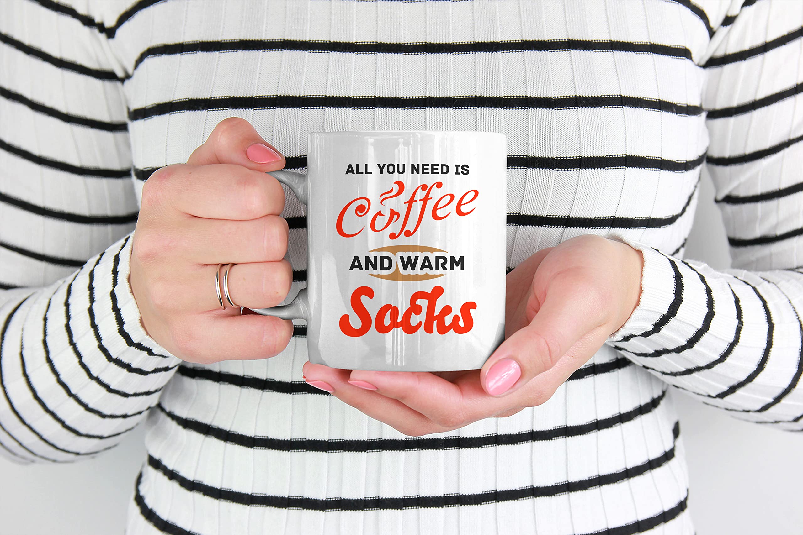 11oz Coffee & Tea Mug for Fall and Winter - Perfect for Cozy Mornings, Office Use, and Gift Giving | All You Need Is Coffee and Warm Socks