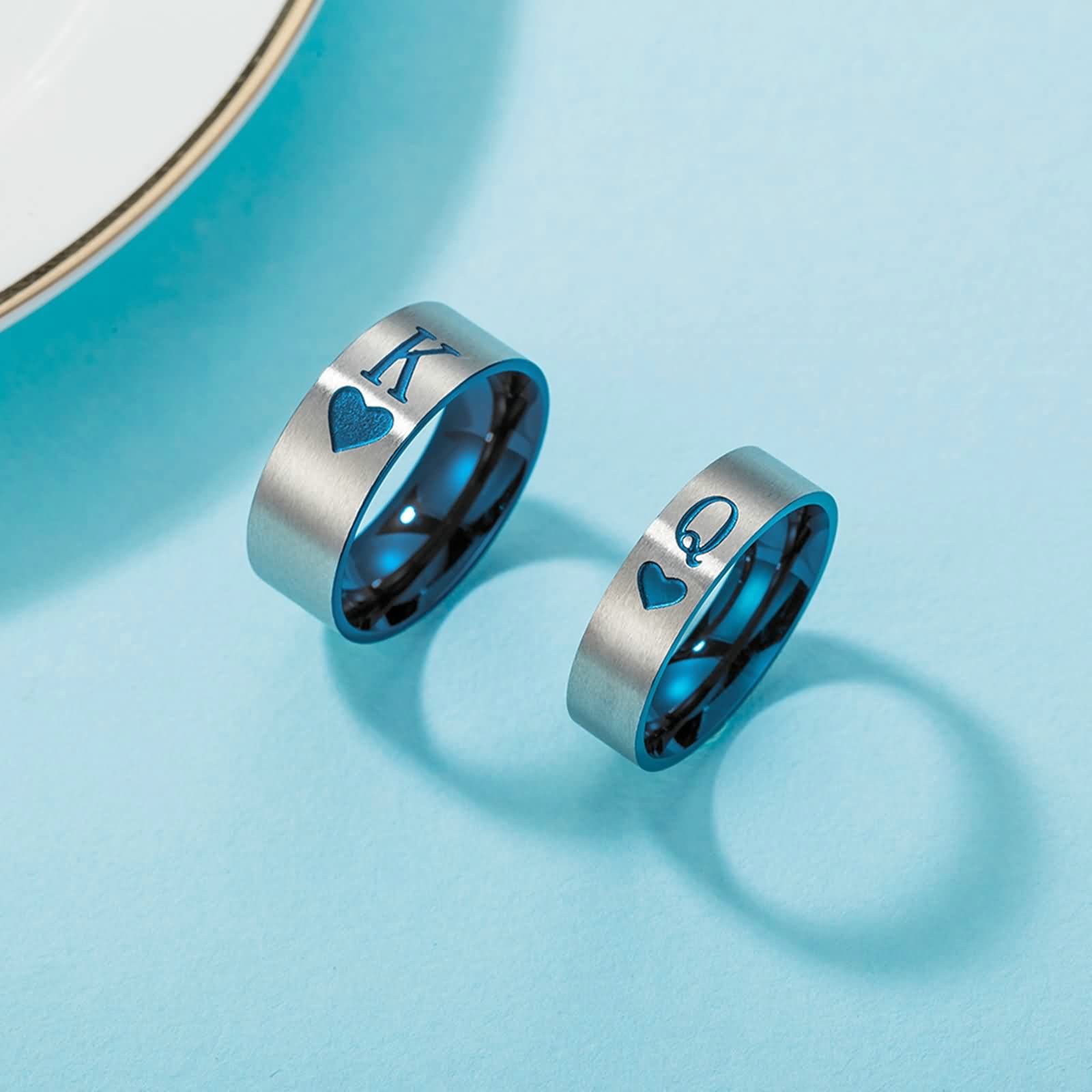 Heart Engraved Couple Rings - Matching Titanium Bands for Men & Women | Wedding, Anniversary Gift