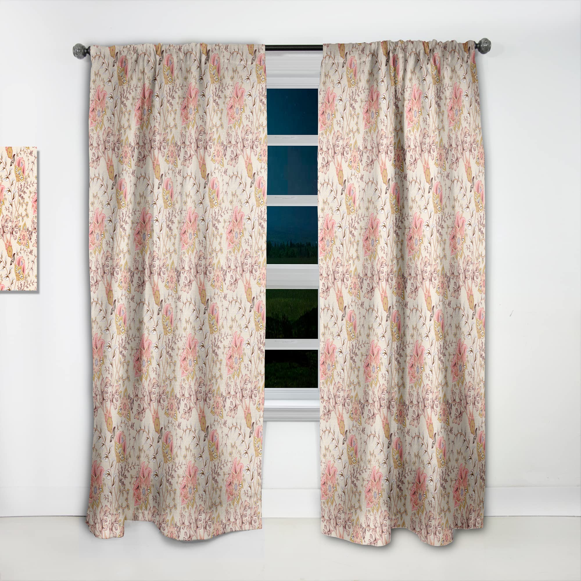 DesignQ 'Oriental Floral Paisley' Thermal Insulated Curtains - 52x84 Inch Single Panel for Bedroom & Living Room - Elegant Window Drapes for Home Decor, Blackout & Energy Saving