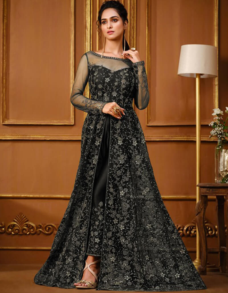 Black Pant Style Semi-Stitched Suit for Women | Formal Office Wear & Business Attire | Perfect for Work, Meetings, and Professional Events