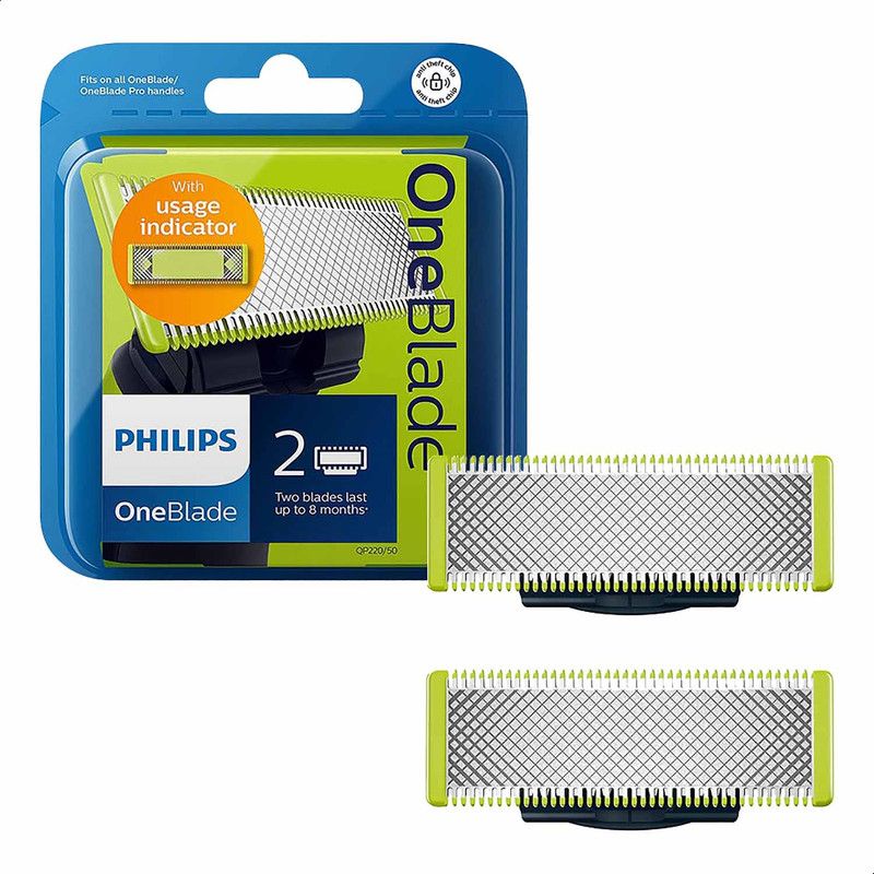 Philips One Blade Replacement Blades (2 Pack) QP220/50 - Precision Trimming for Face, Body & Head - Perfect for Travel & Daily Grooming