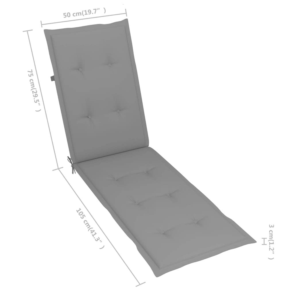 Premium Gray Deck Chair Cushion - 29.5