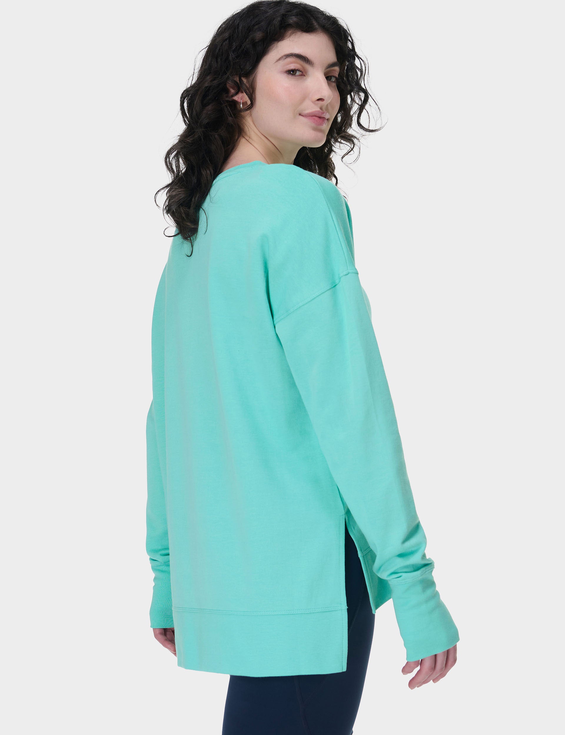 After Class Longline Sweatshirt for Women - Oversized Pullover Hoodie in Sea Spray Blue | Cozy Loungewear for Relaxing at Home, Running Errands & Casual Outings