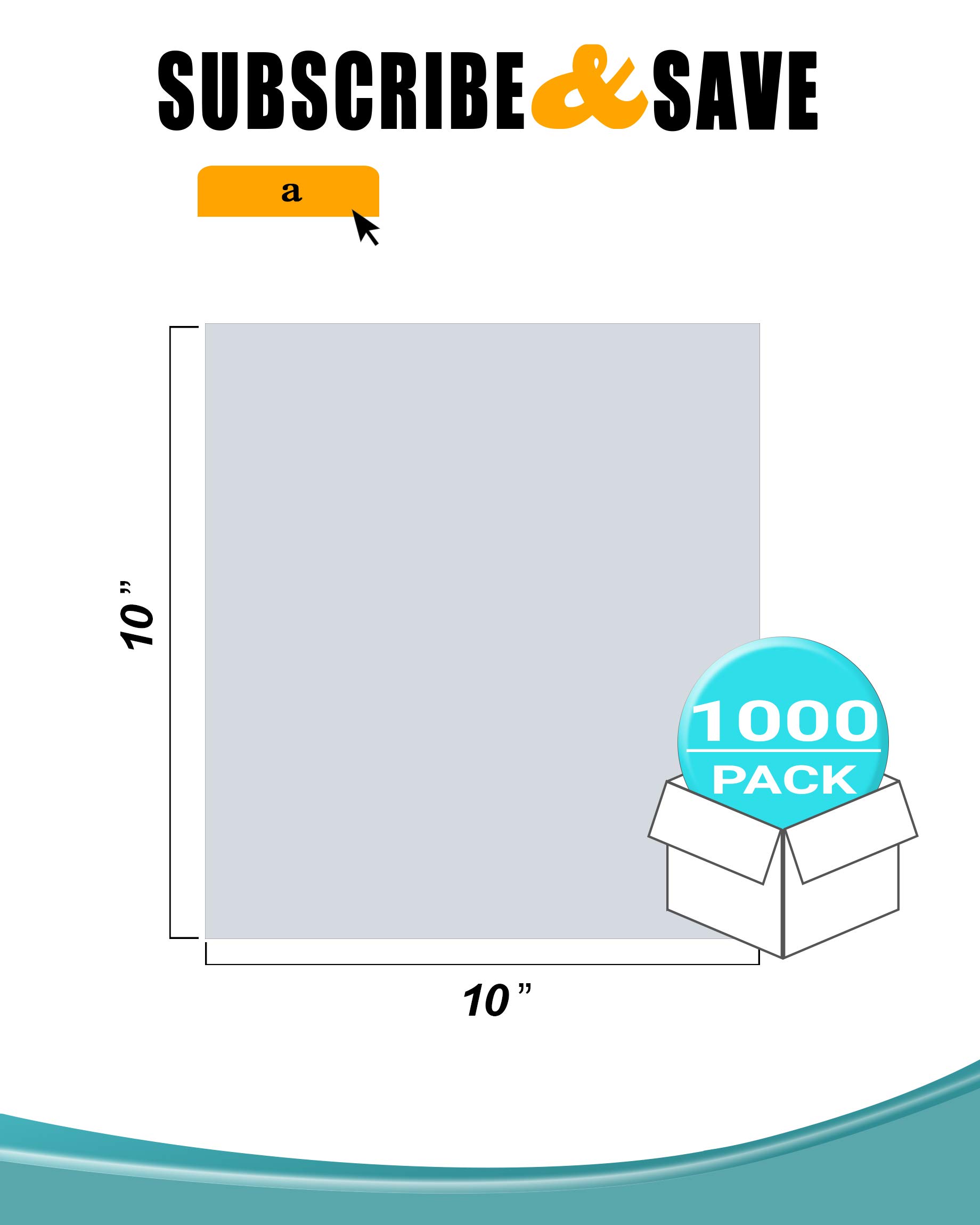 APQ 10x10 Inches Clear Plastic Bags for Packaging - 1000 Pack of 4 Mil Tear-Resistant Polyethylene Flat Bakery Bags with Open Top - Perfect for Popcorn, Homemade Bread, Cookies, Candy & Party Favors Storage