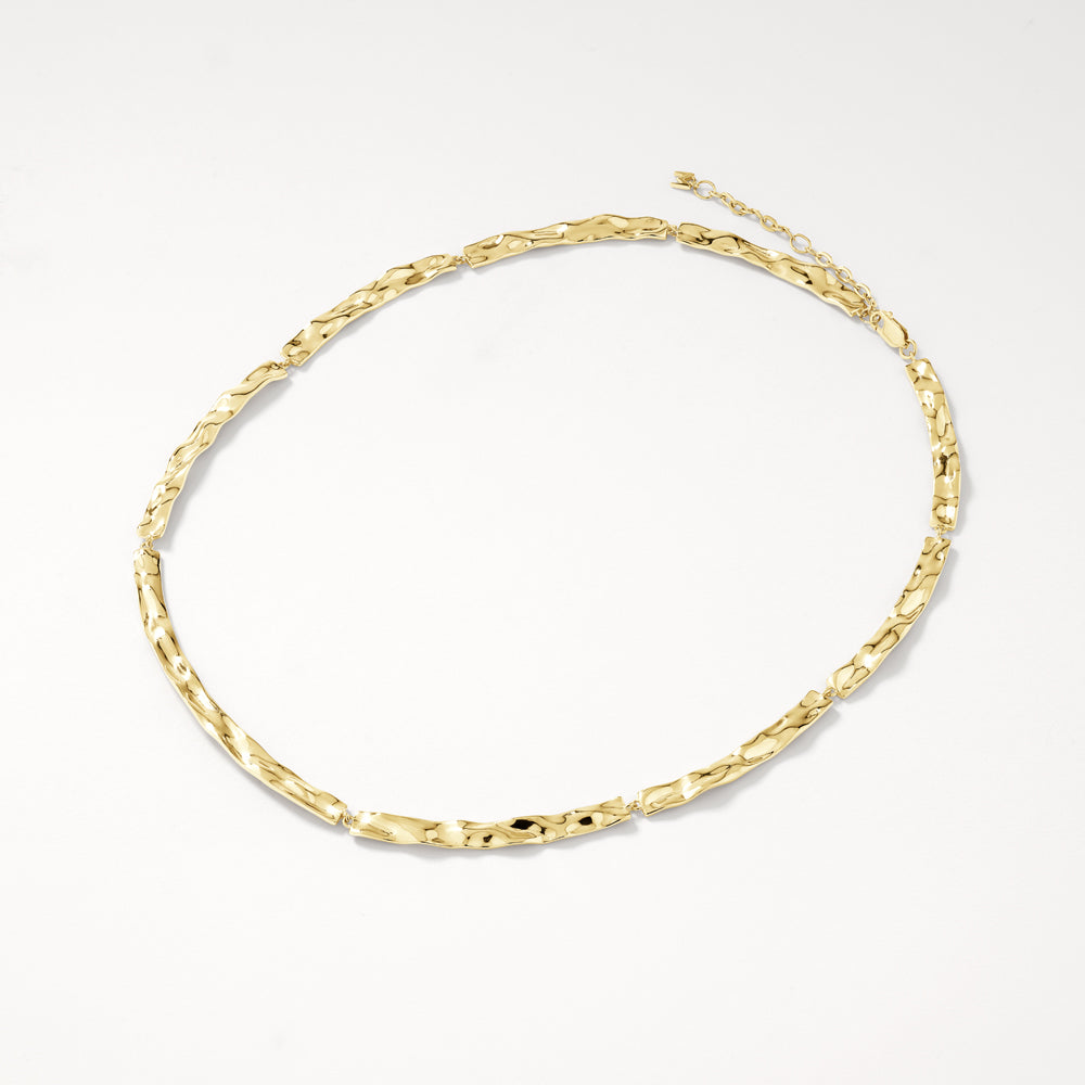 Organic Hammered Gold Plate Necklace - Handmade Boho Jewelry for Women, Perfect for Casual Wear & Special Occasions