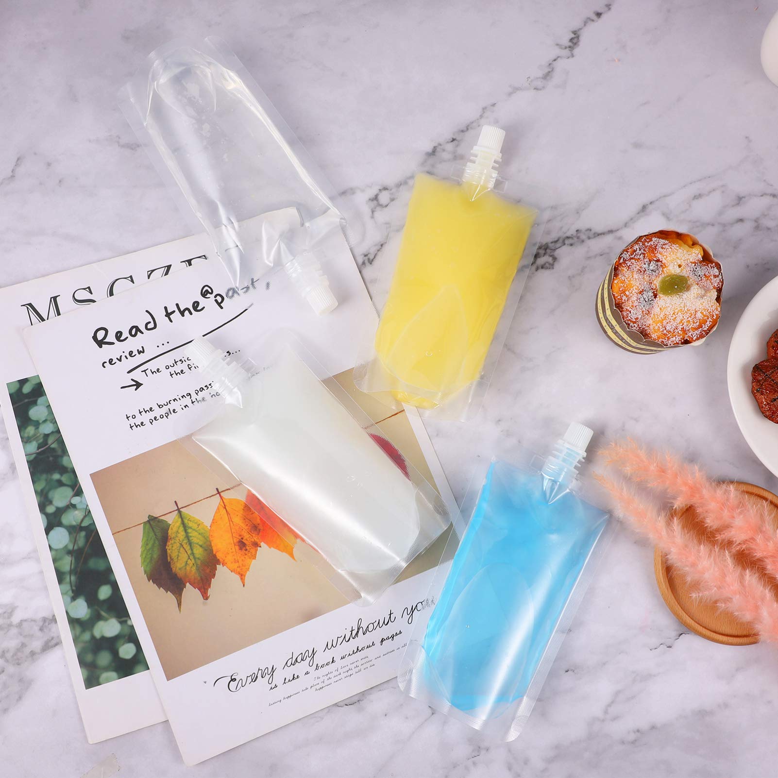 Hemoton 30-Pack 250ML Clear Disposable Drink Pouches - Leak-Proof Beverage Bags for Milk Tea, Fruit Juice & Herbal Tea | Perfect for Parties, Picnics & Outdoor Events