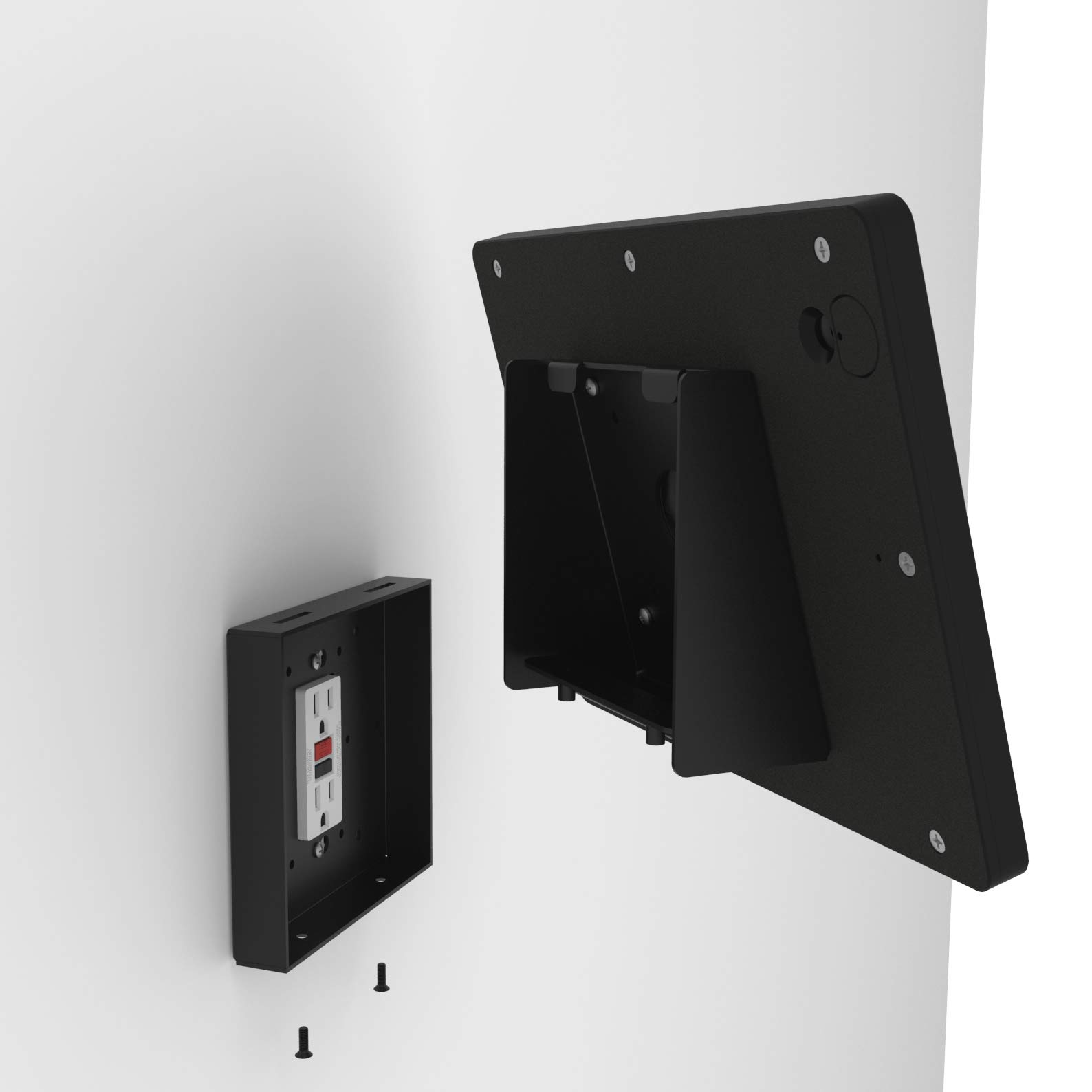 VidaMount Black Exposed Rear Camera Enclosure & 15° Fixed Tilt Wall Mount Bundle - Compatible with iPad 10.2